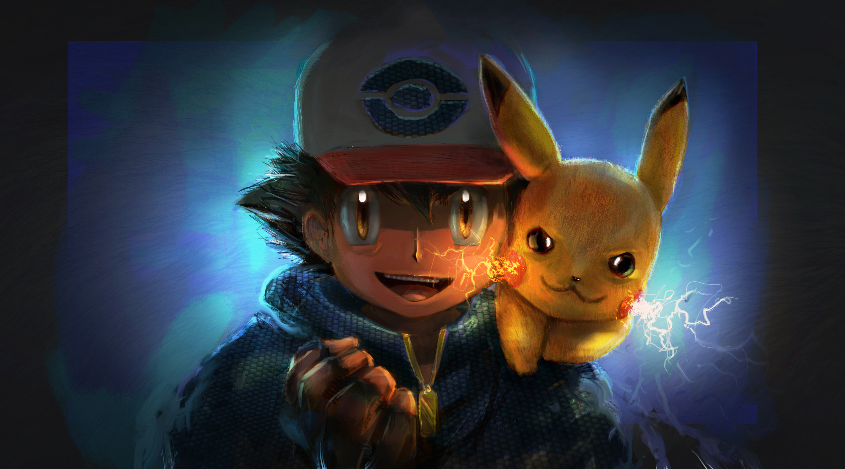 Pokémon, Artwork, Pikachu, Ash Ketchum HD Wallpaper