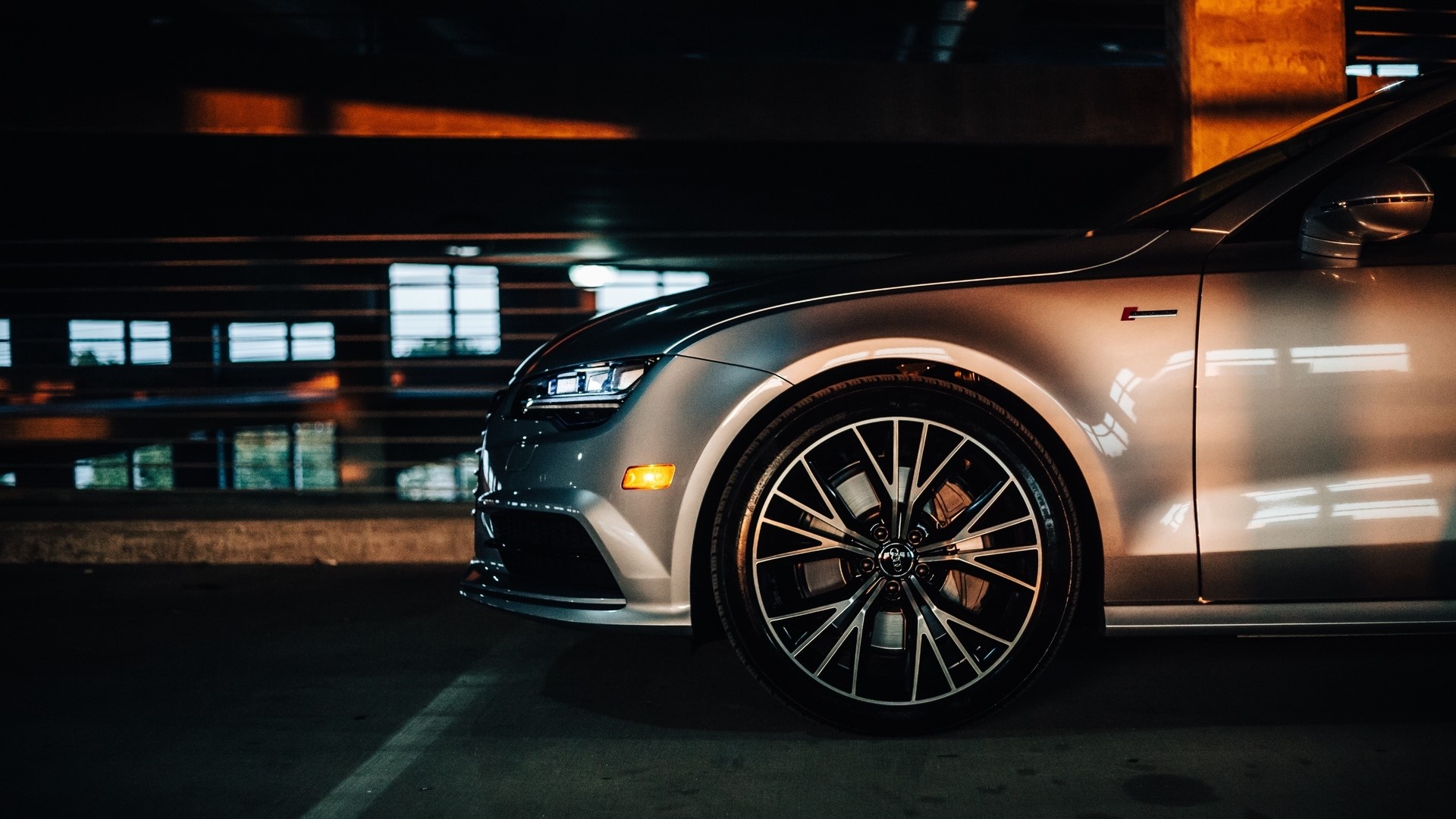 Audi car parked at night HD Wallpaper