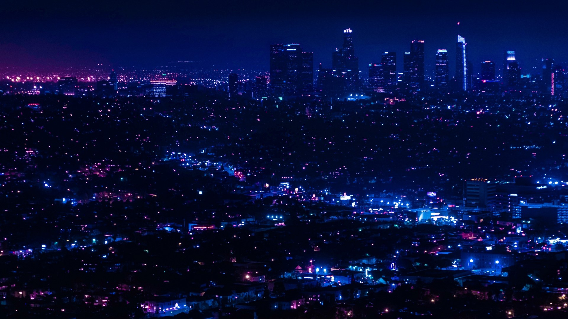 Cityscape at Night with City Lights HD Wallpaper