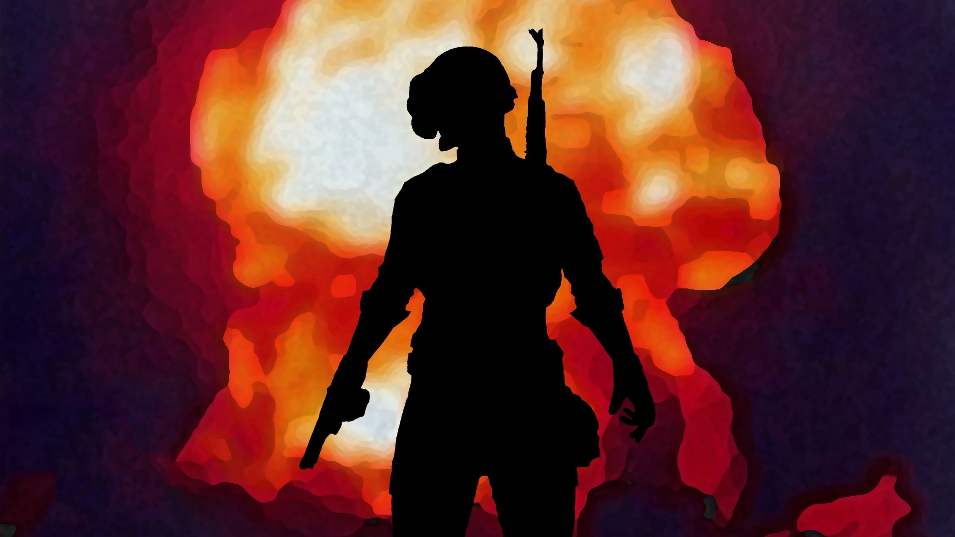 PlayerUnknowns Battlegrounds silhouette with explosion HD Wallpaper
