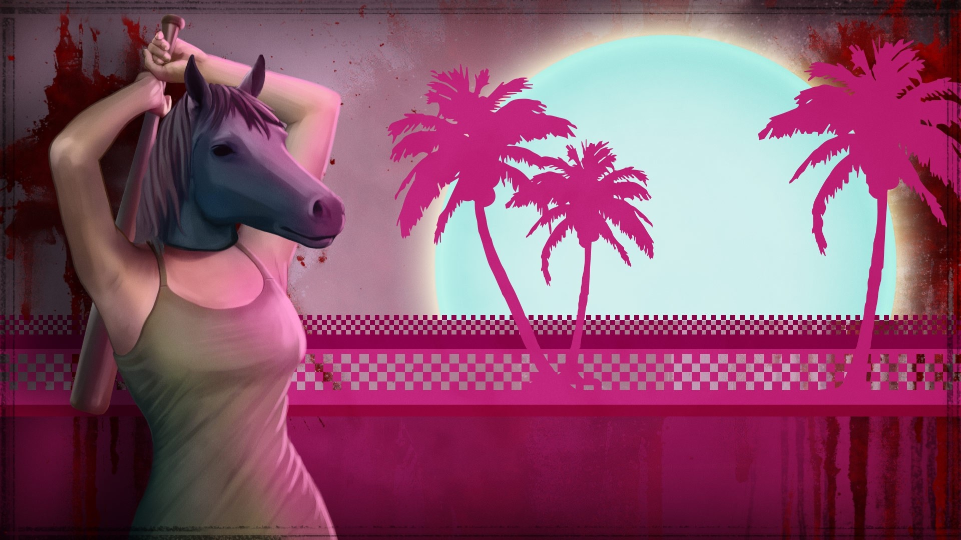 Hotline Miami: Horse Masked Figure with Knife HD Wallpaper