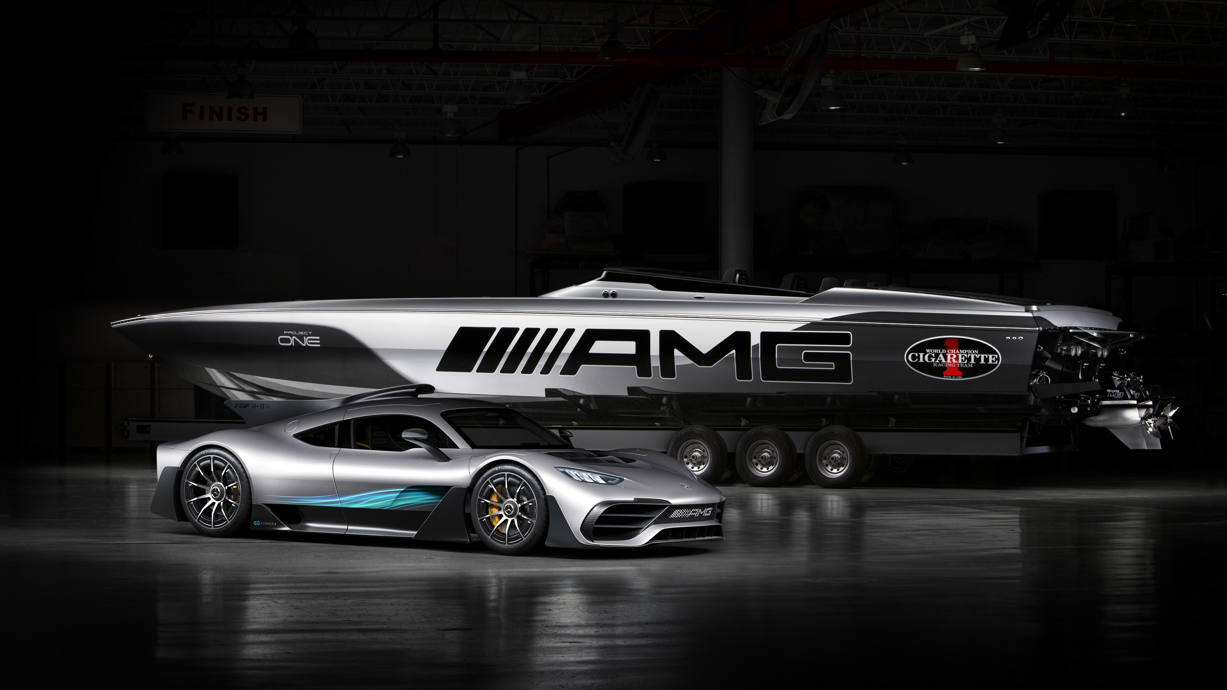 4K Mercedes-AMG Project One and Cigarette Boat HD Wallpaper