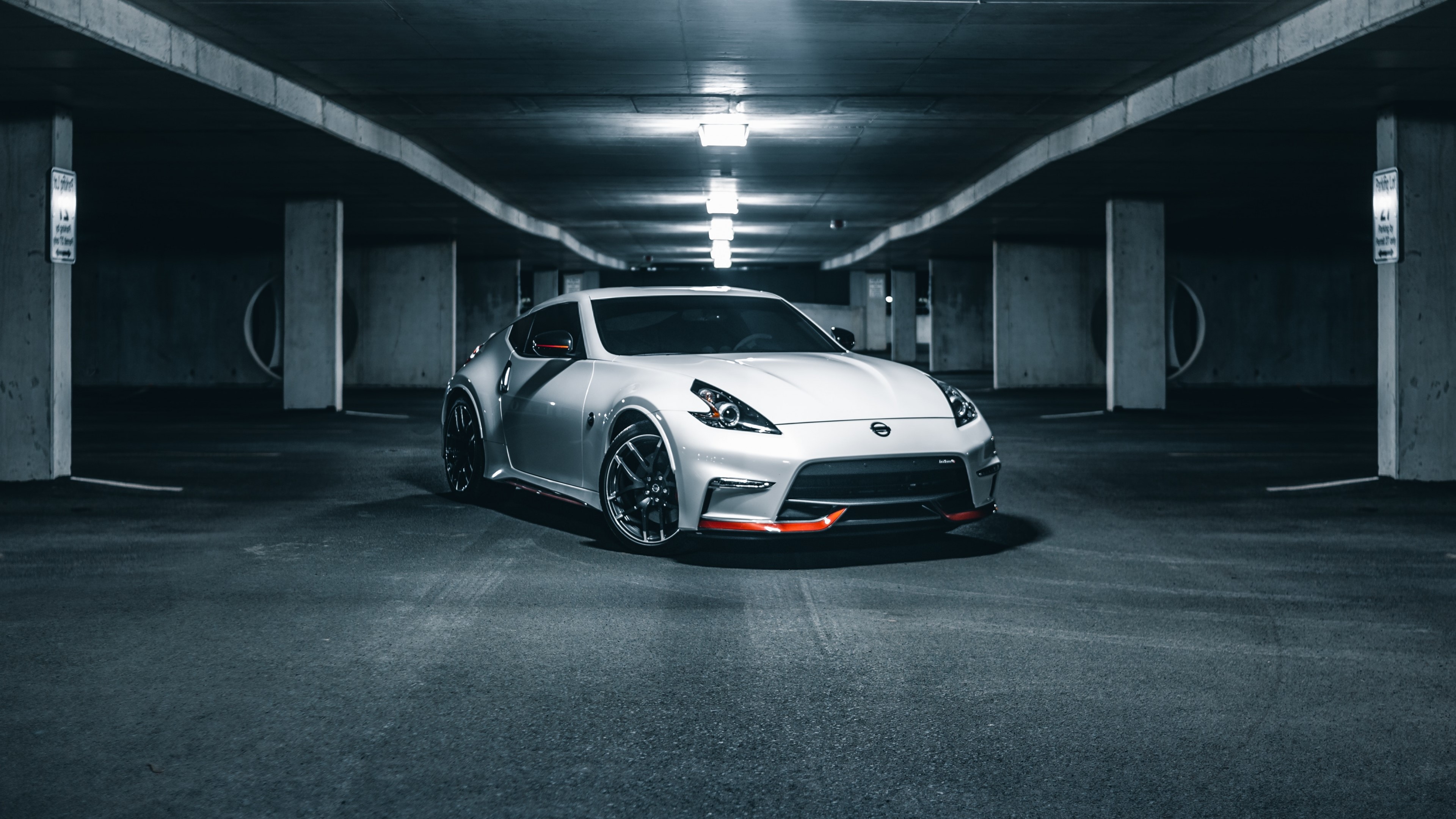 4K Nissan 370Z in parking garage HD Wallpaper