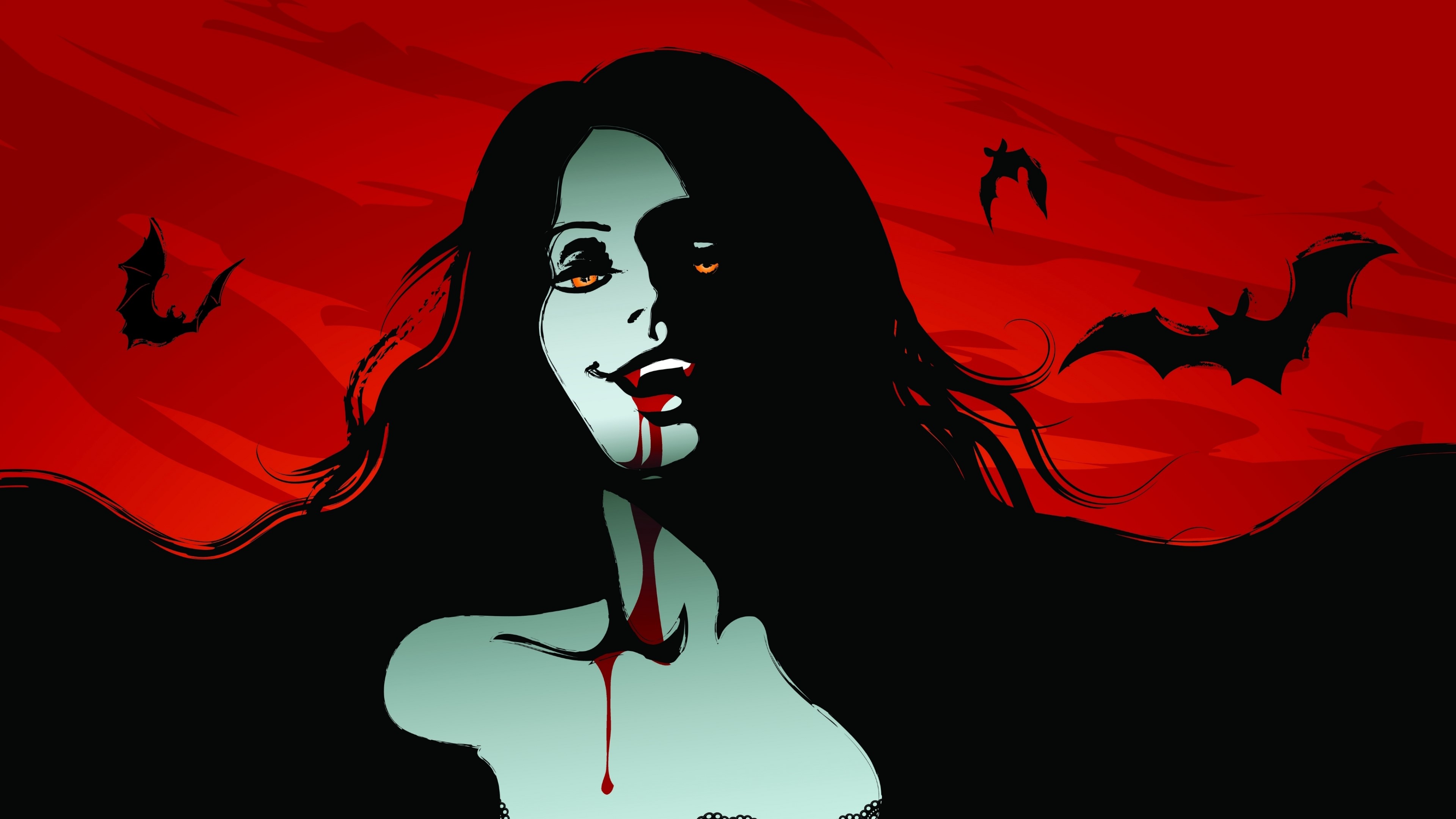 4K Halloween Vampire with Bats HD Wallpaper