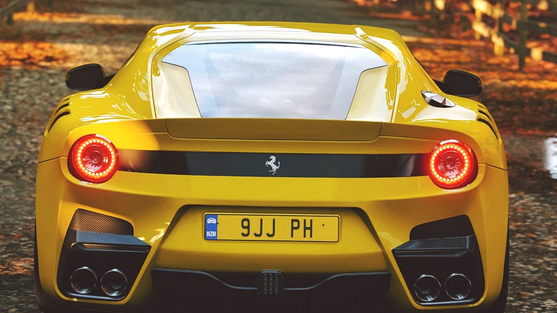 Yellow Ferrari with license plate 9JJ PH HD Wallpaper