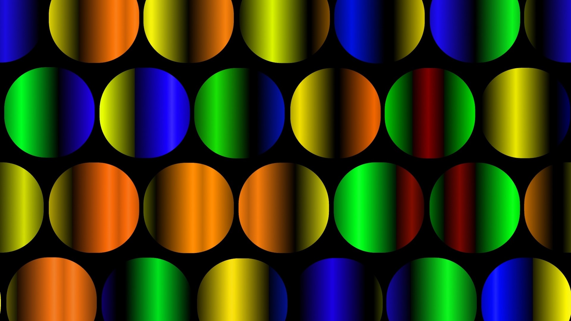 Abstract circles with gradient colors on black background HD Wallpaper