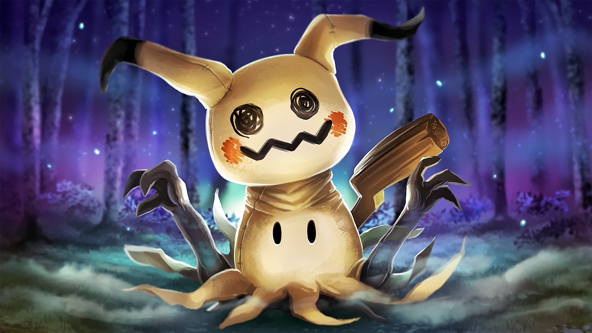 Mimikyu from Pokemon in a forest HD Wallpaper