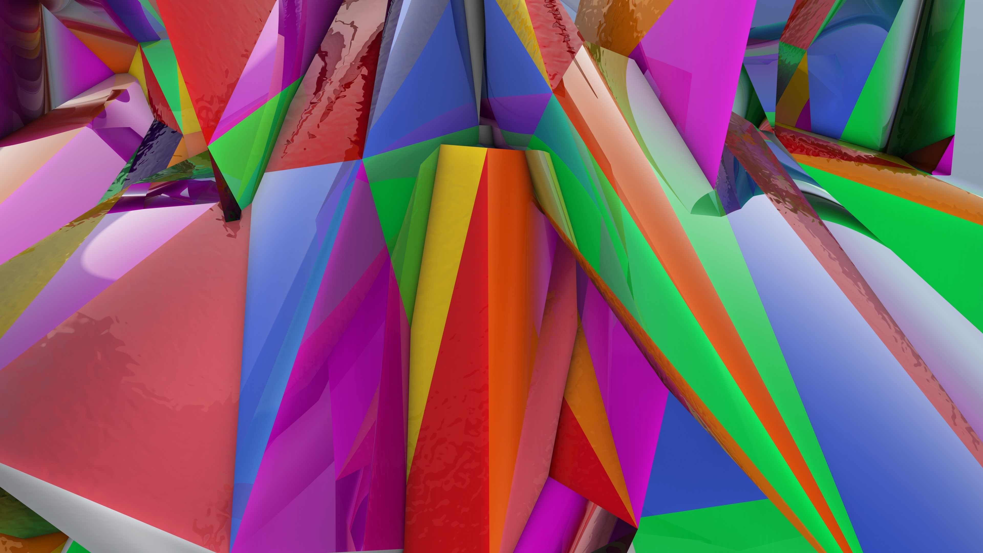 Abstract 3D geometric shapes with vibrant colors HD Wallpaper