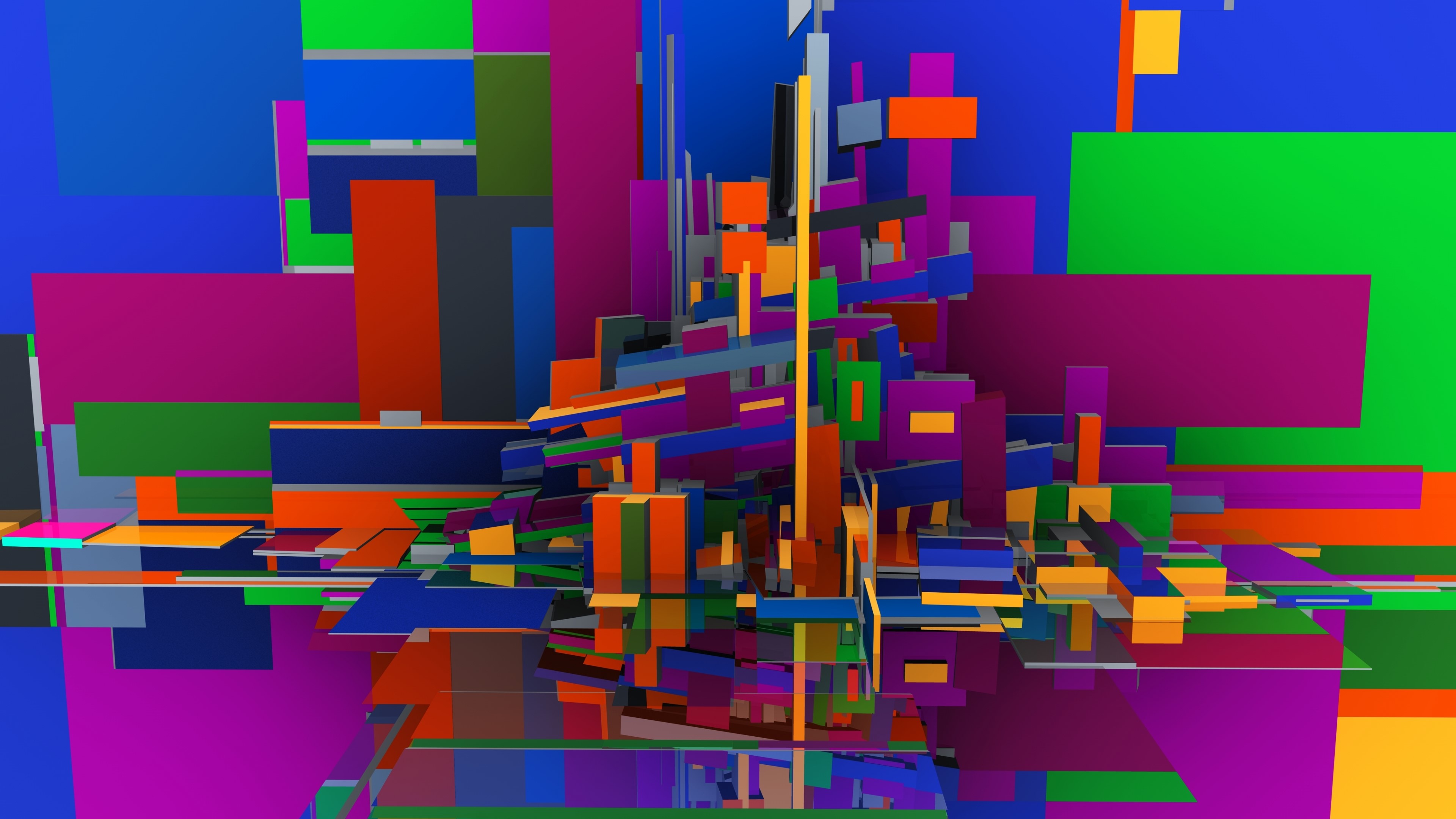 Abstract 3D geometric shapes in vibrant colors HD Wallpaper