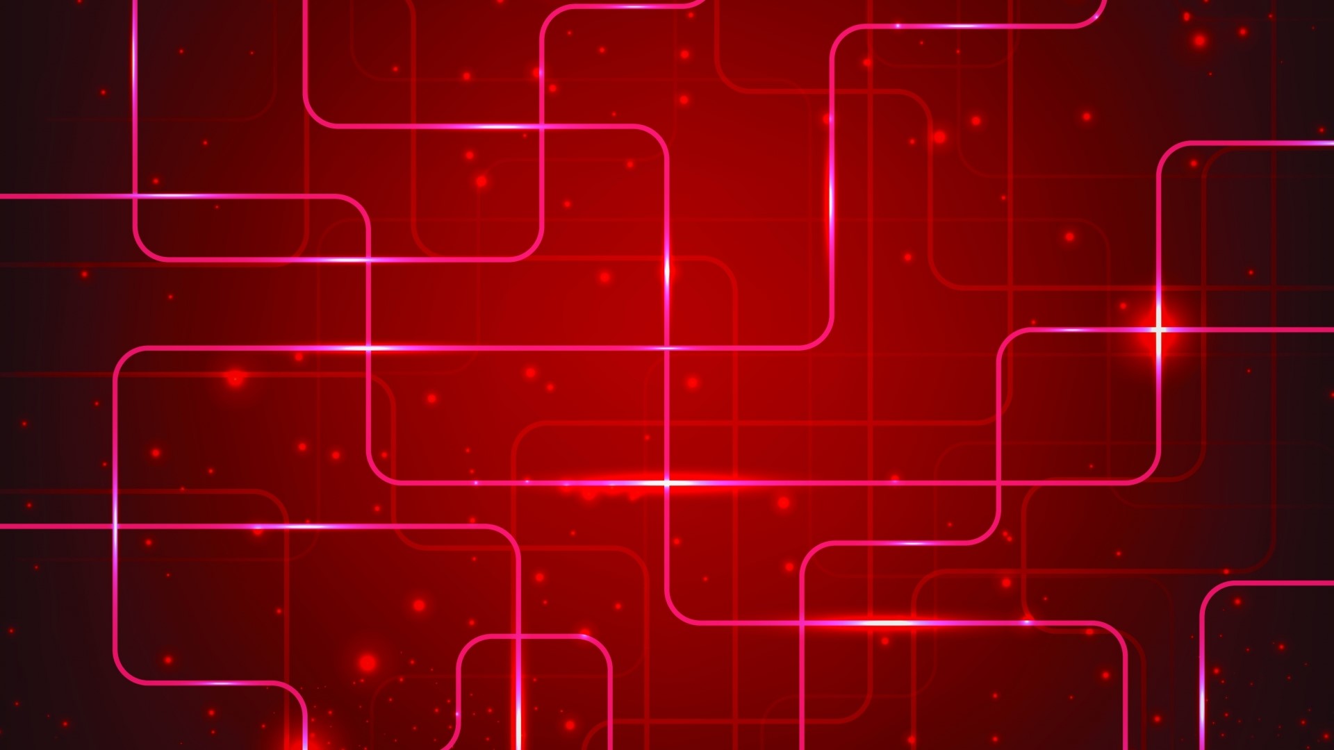 Abstract Red Circuit Board with Neon Lines HD Wallpaper