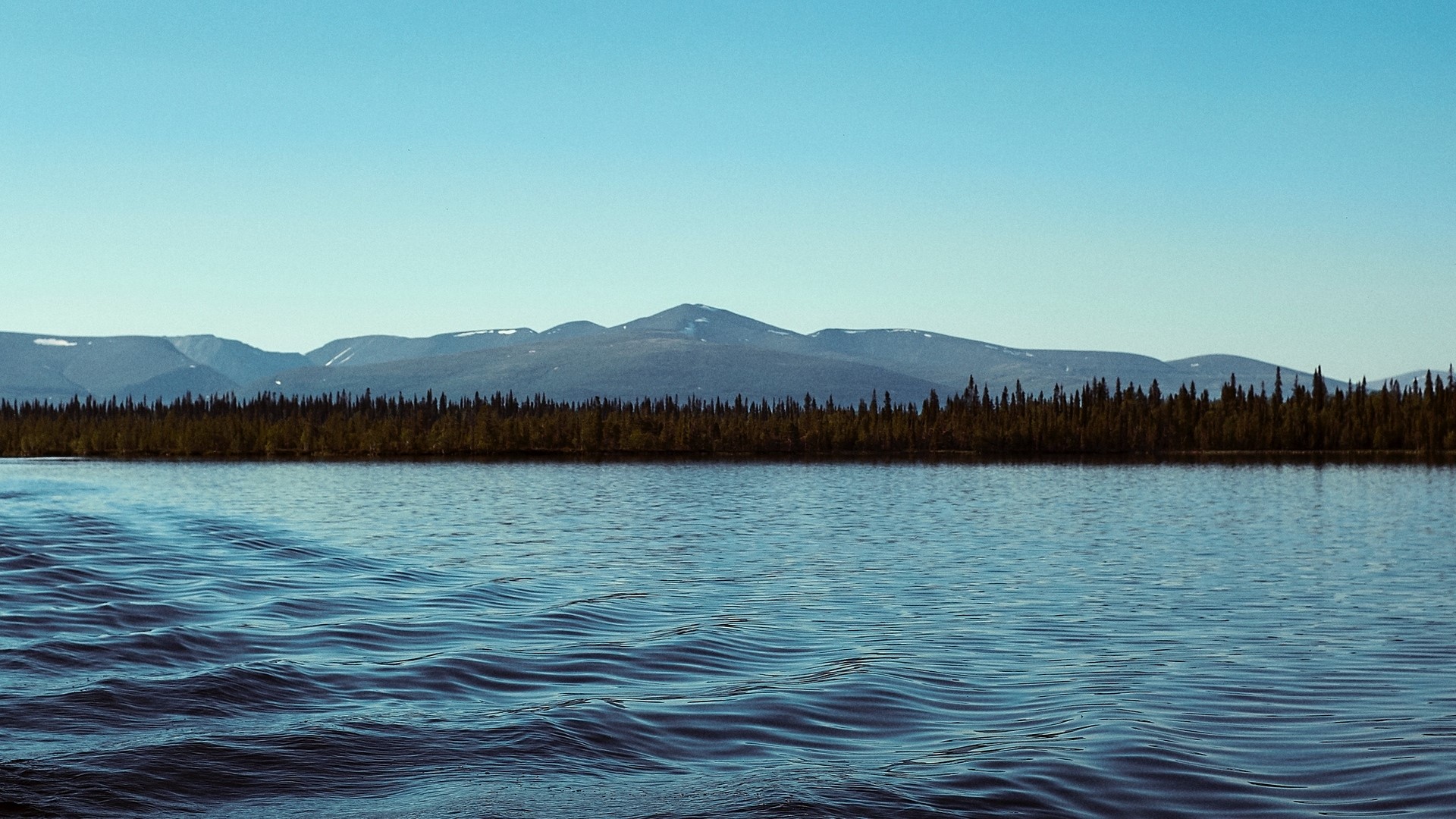 Lake with Forest and Mountains HD Wallpaper