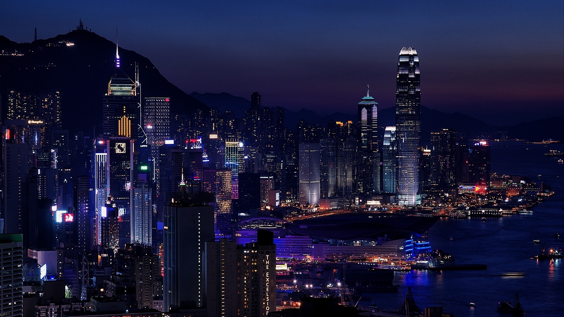 Hong Kong skyline at night HD Wallpaper