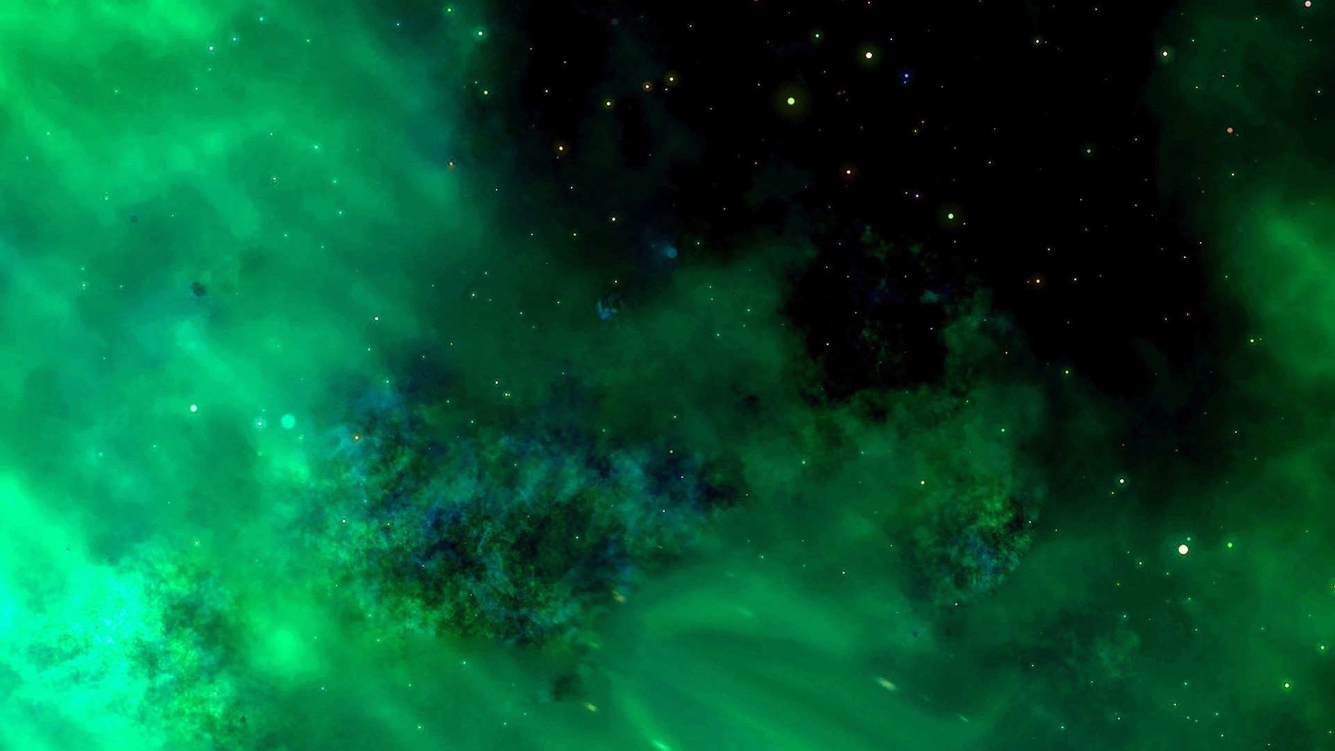 Green Nebula with Stars HD Wallpaper
