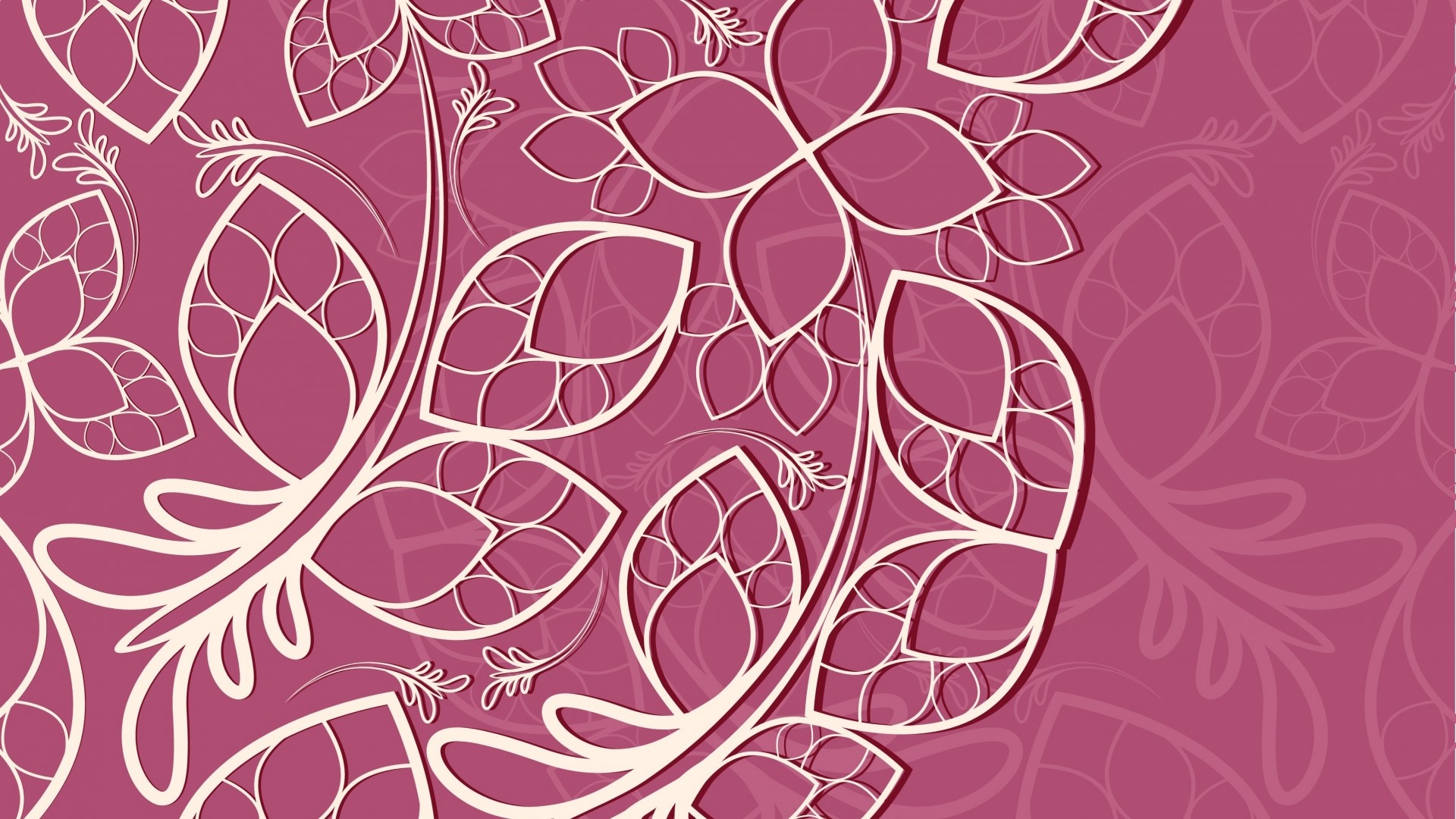 Floral pattern with white outlines on a pink background HD Wallpaper