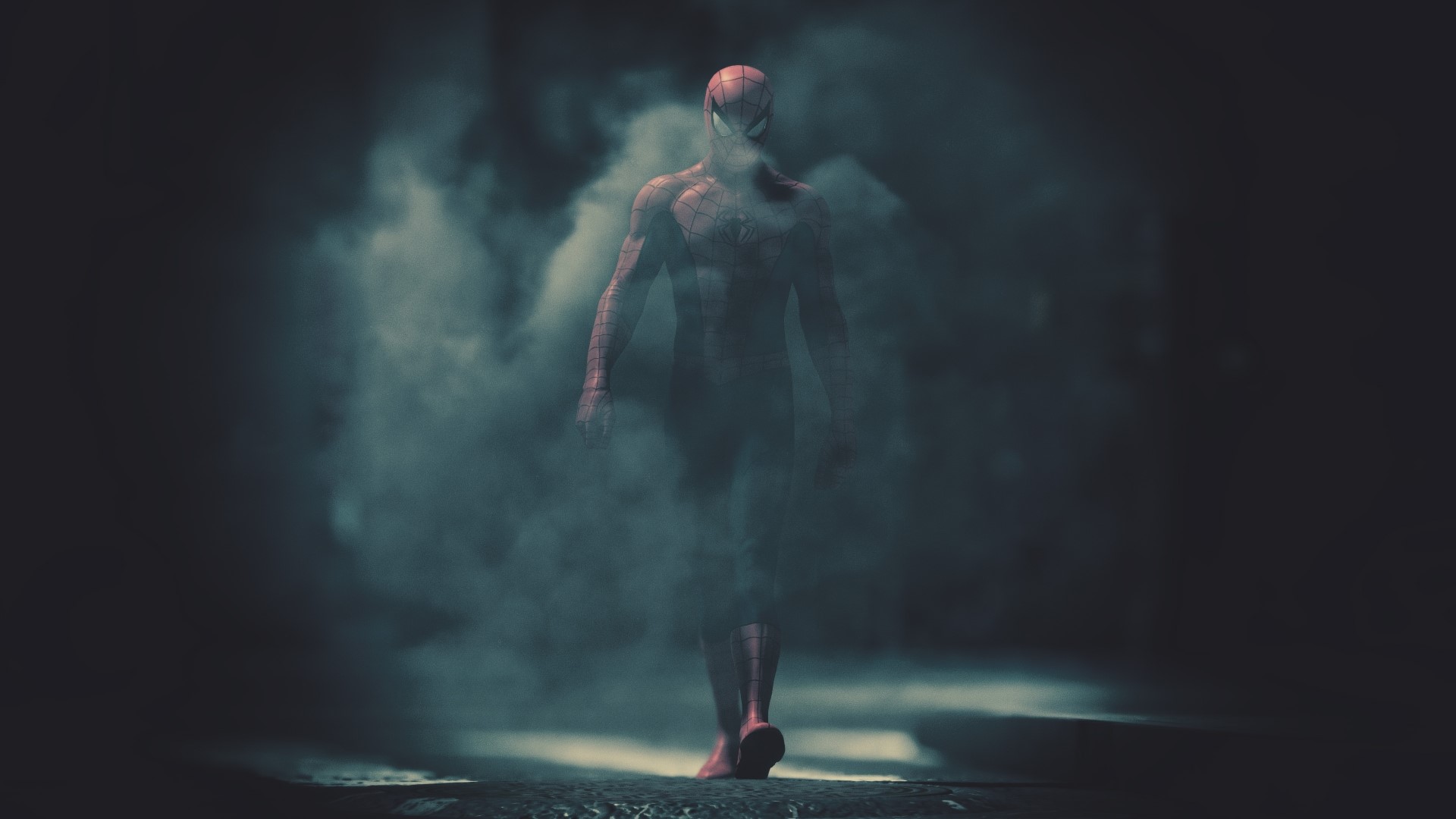 Spider-Man walking through smoke HD Wallpaper