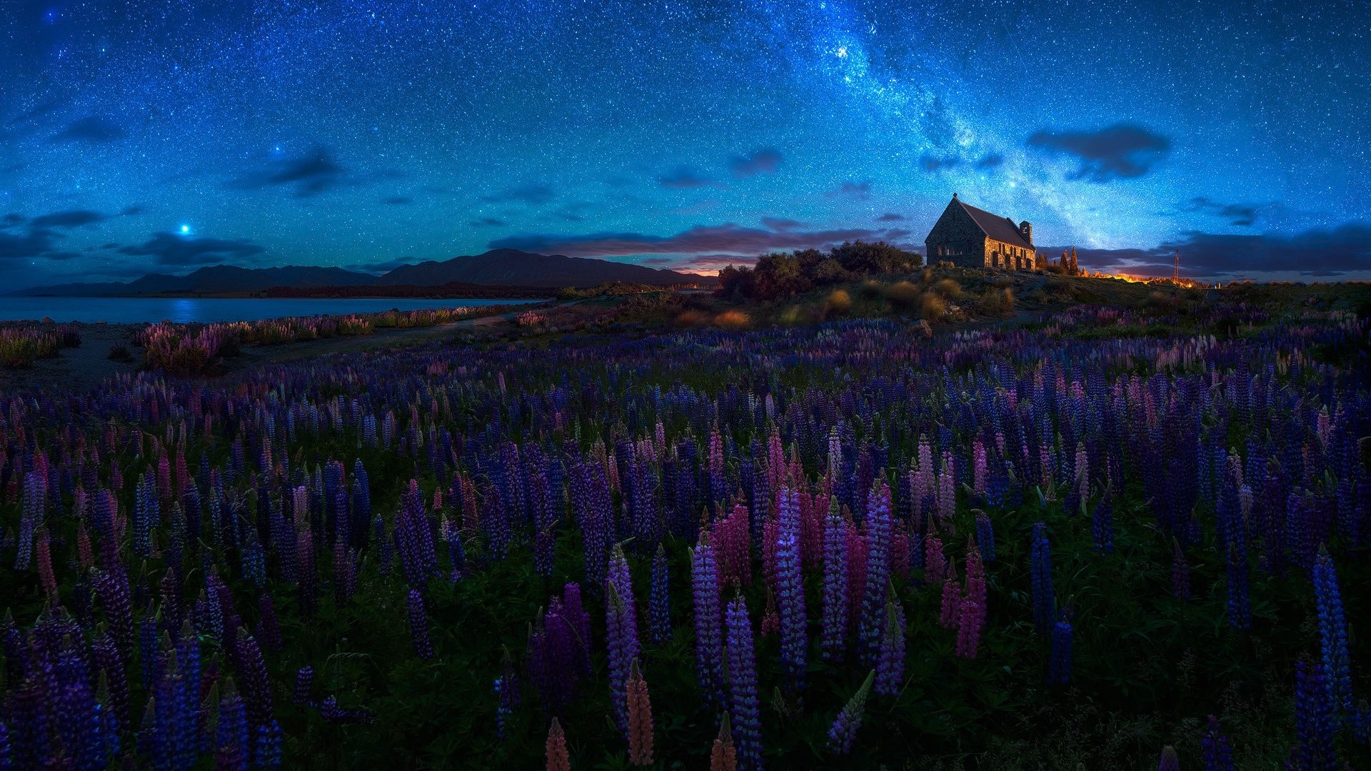 Church of the Good Shepherd under the Milky Way HD Wallpaper