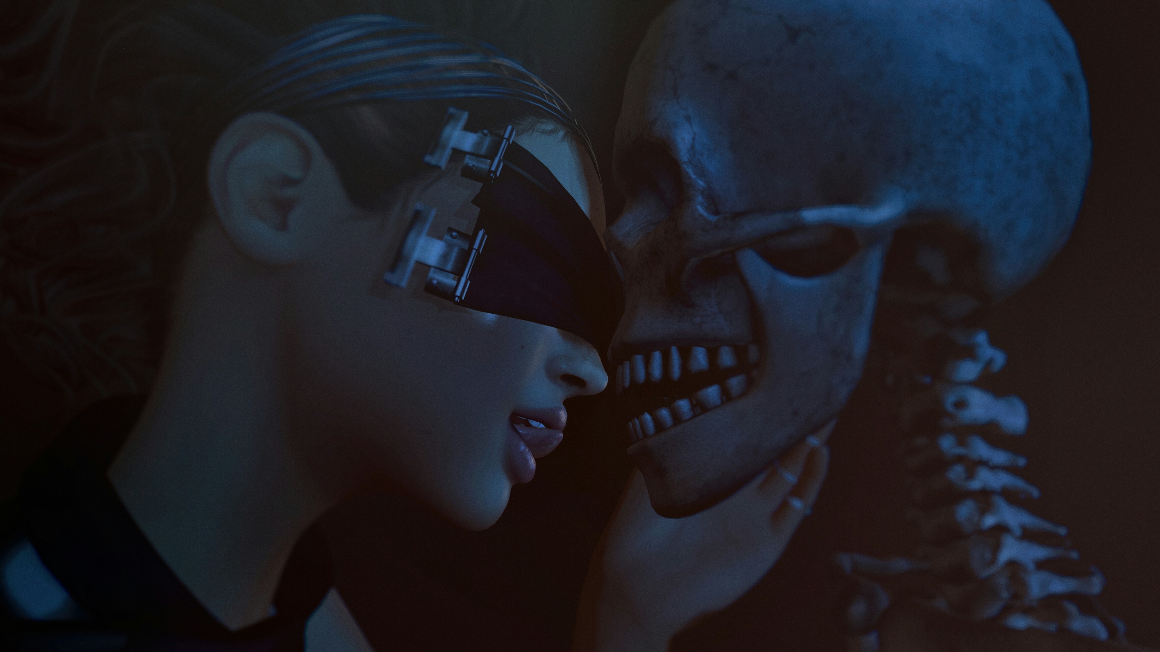 Fantasy girl with skeleton HD Wallpaper