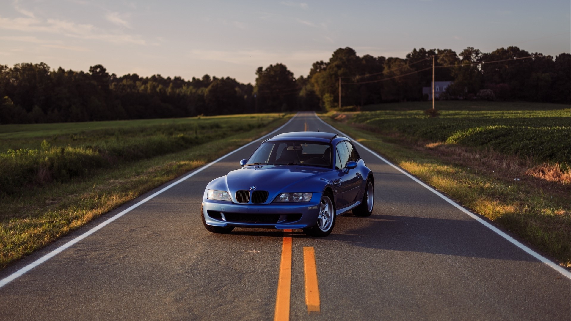Blue BMW M Coupe on a Country Road HD Wallpaper