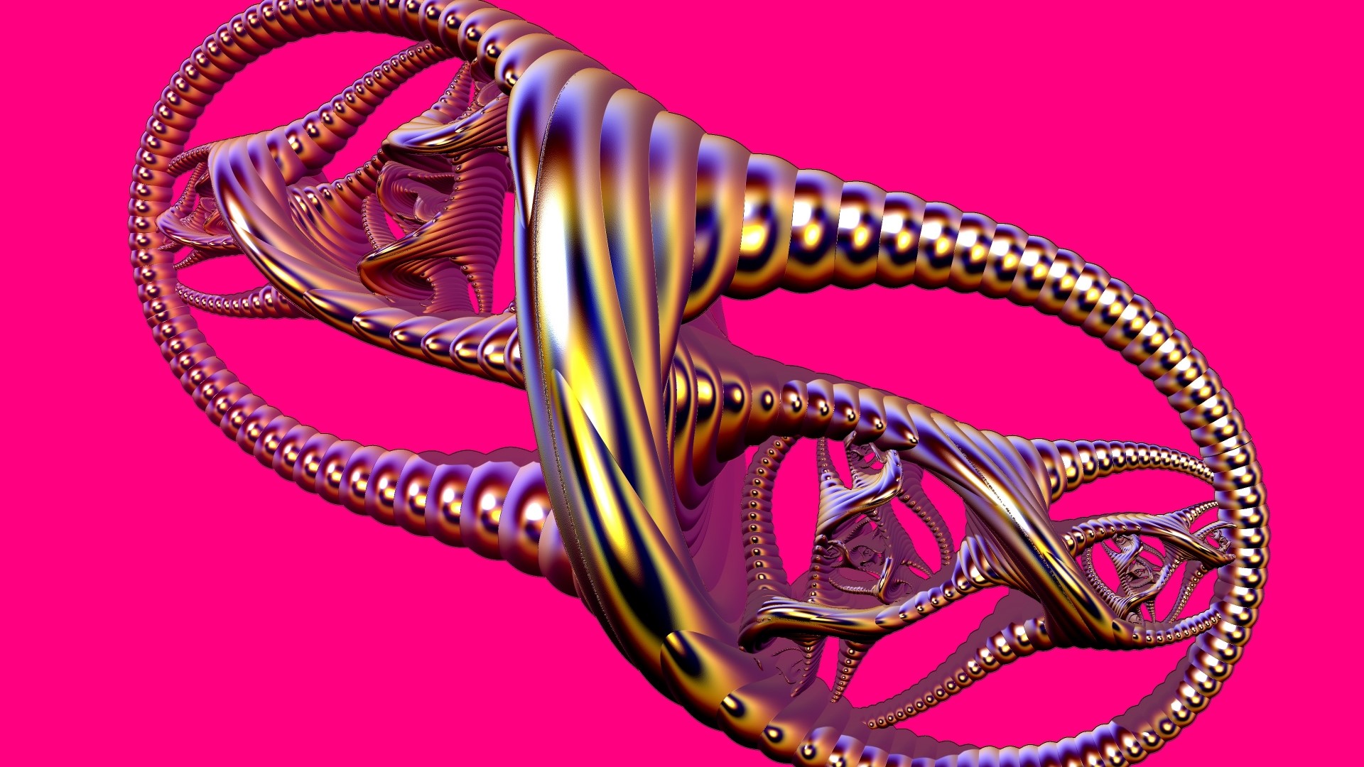 3D fractal abstract metallic structure HD Wallpaper
