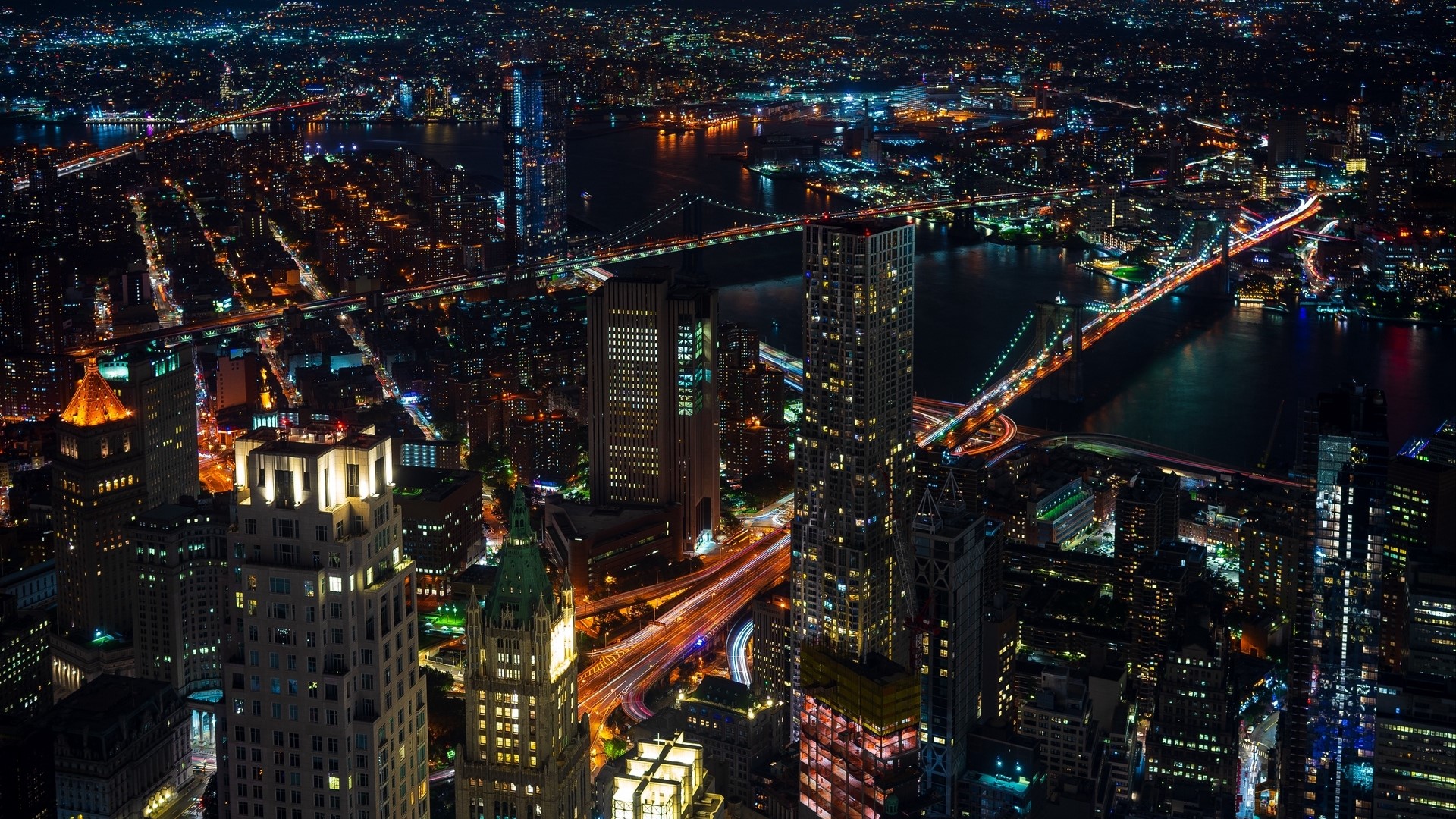 New York City Skyline at Night HD Wallpaper