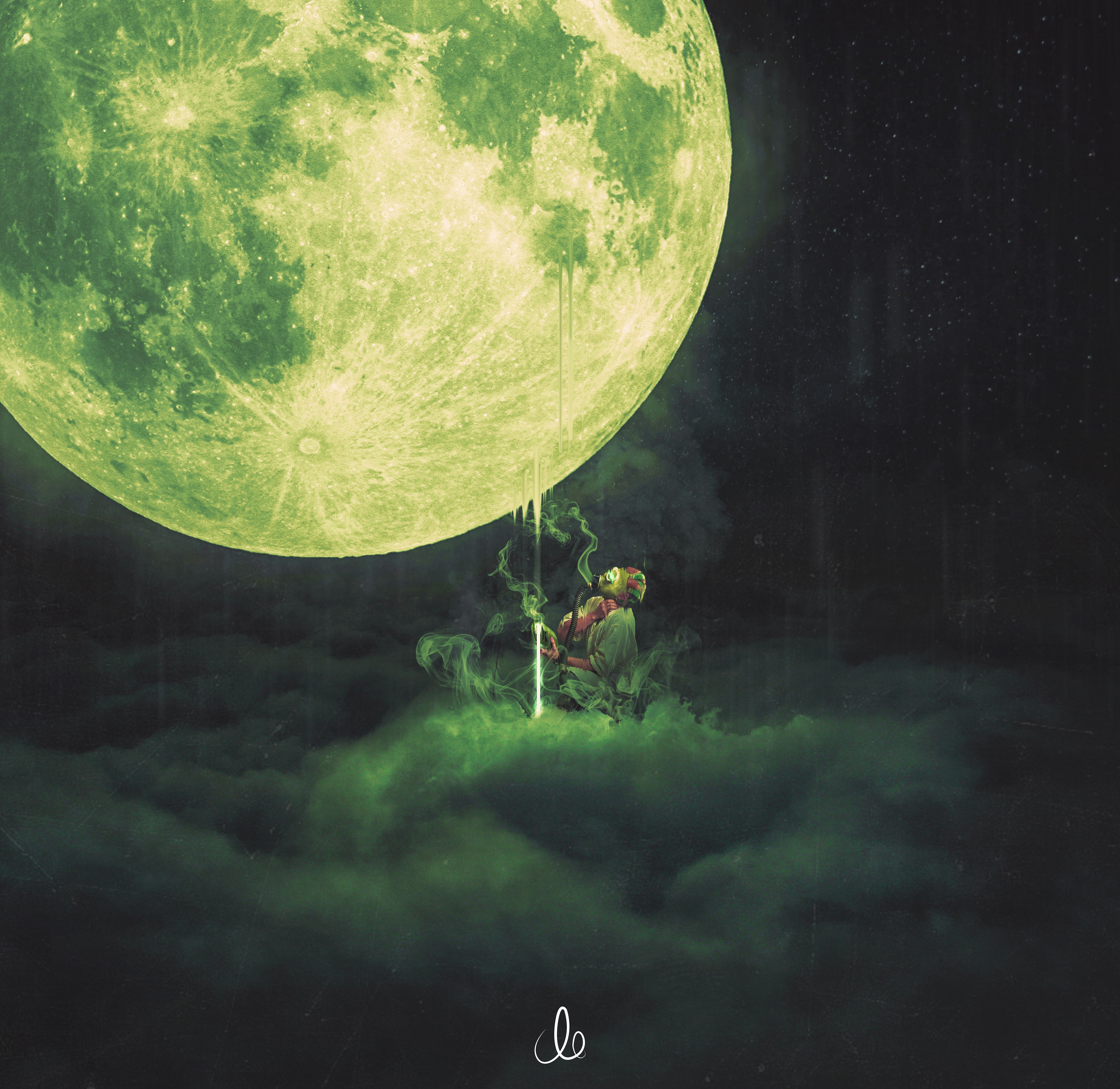 Demon under the Moon with Smoke and Clouds HD Wallpaper