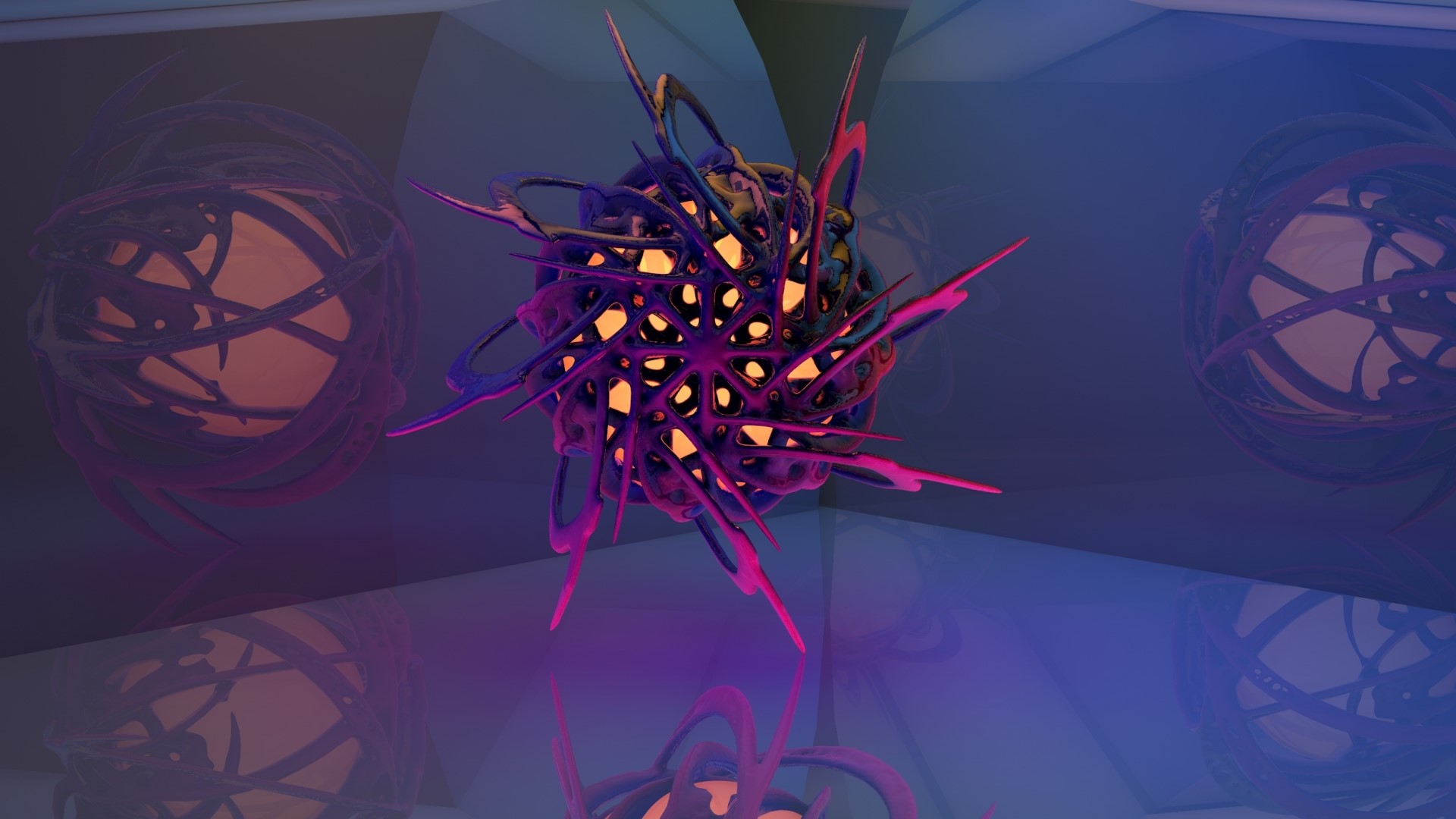 Abstract 3D render of a glowing alien object HD Wallpaper