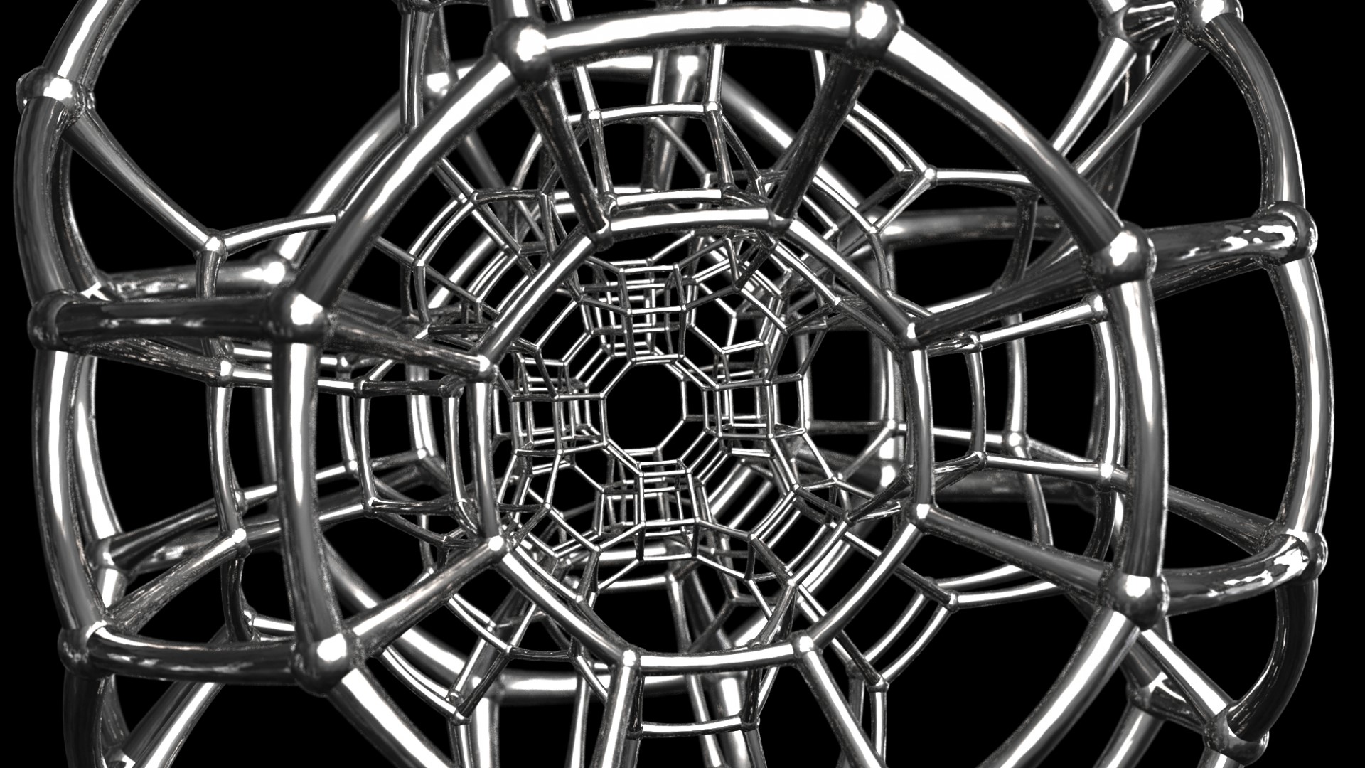 3D rendered metallic geodesic dome structure HD Wallpaper