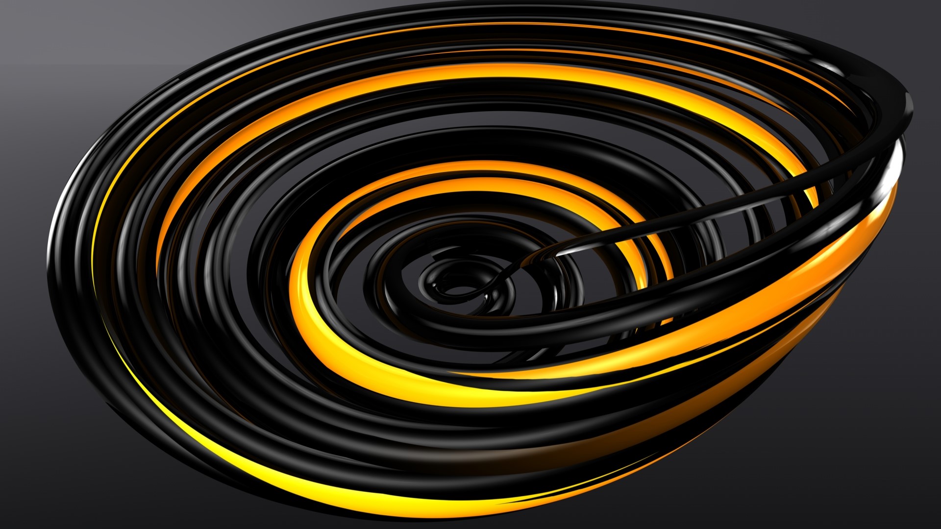 Black and orange abstract spiral 3D graphic HD Wallpaper