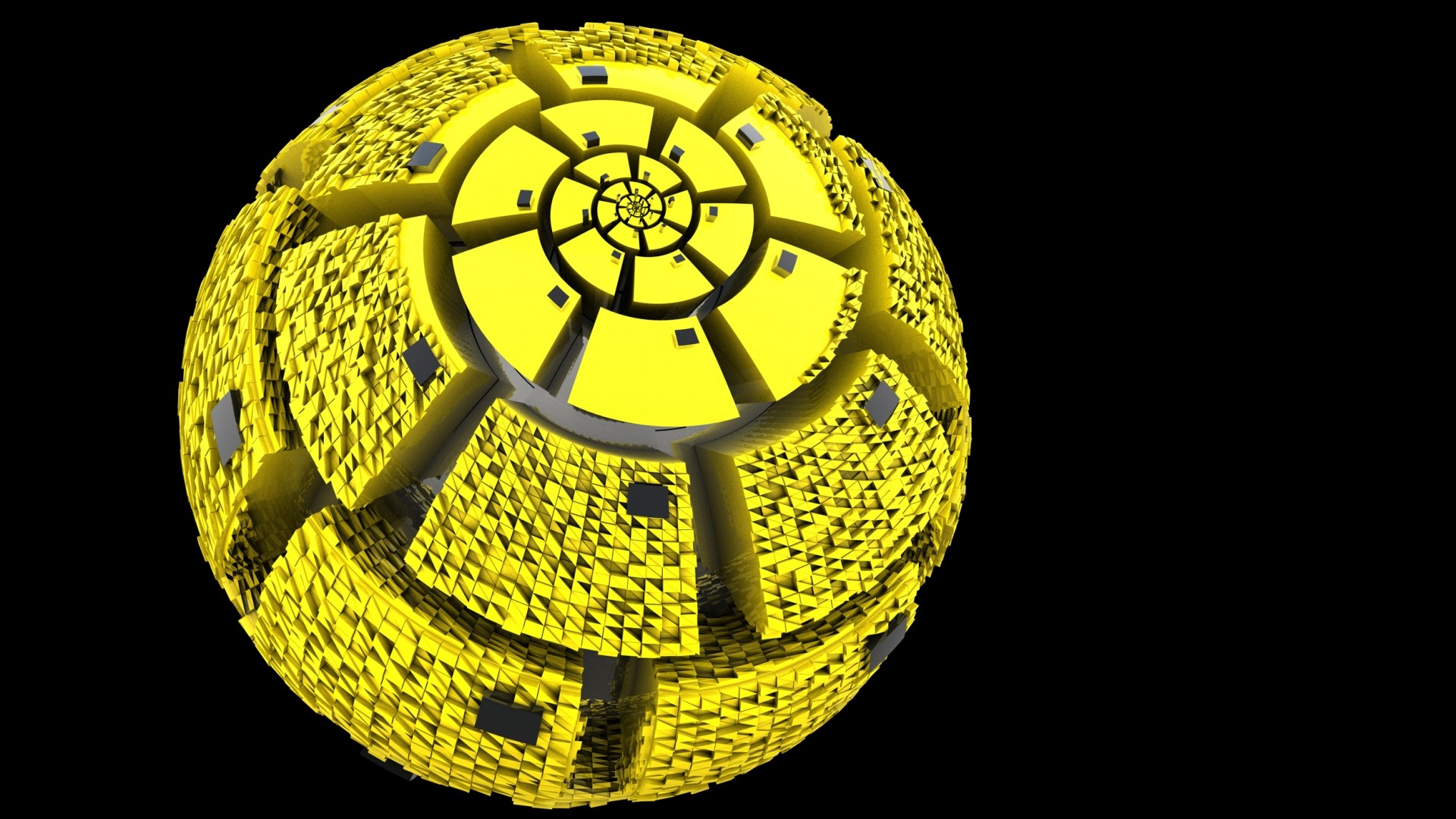 Yellow fractal sphere with intricate geometric patterns HD Wallpaper