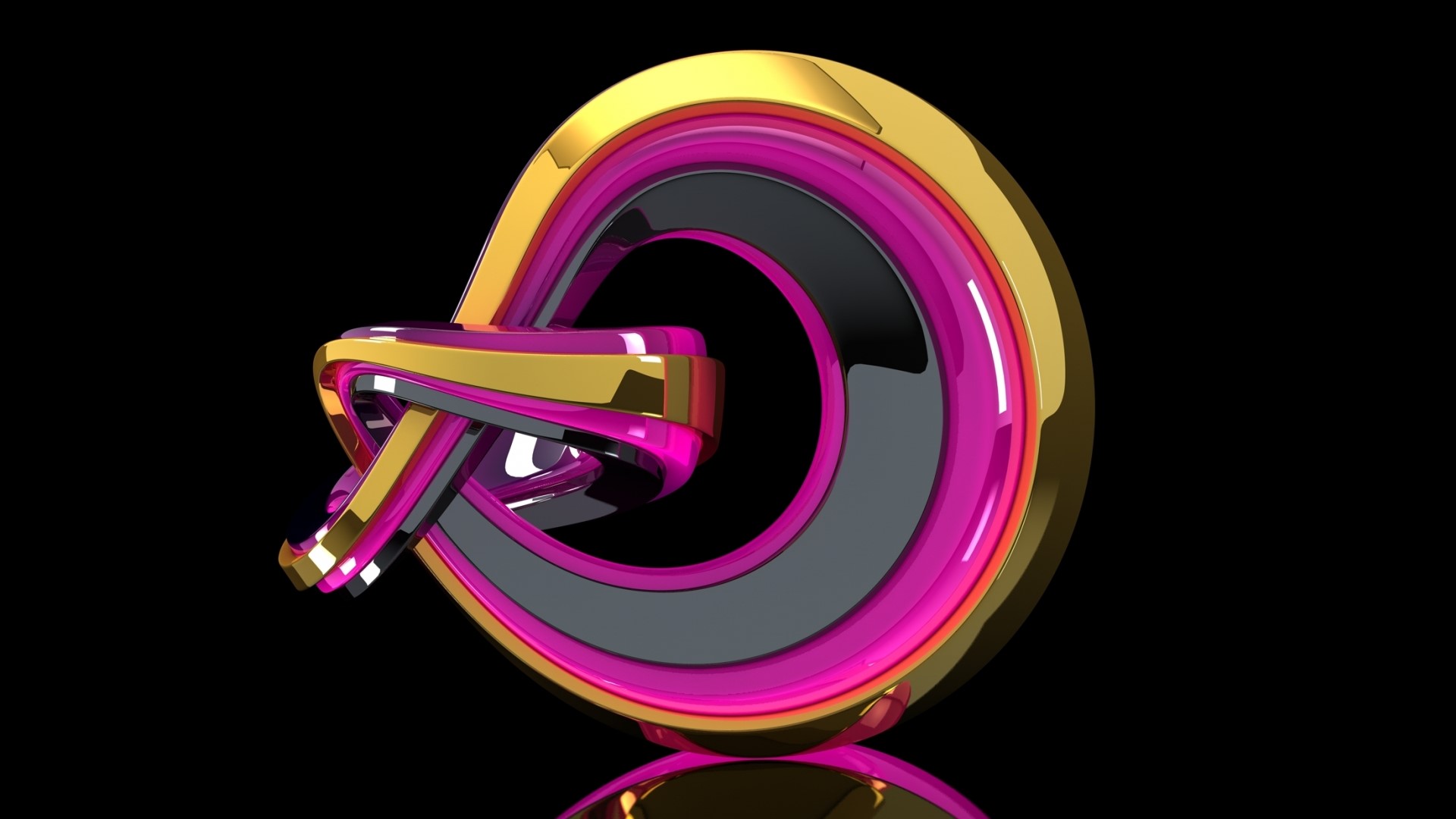 3D abstract metallic loop with gold and pink HD Wallpaper