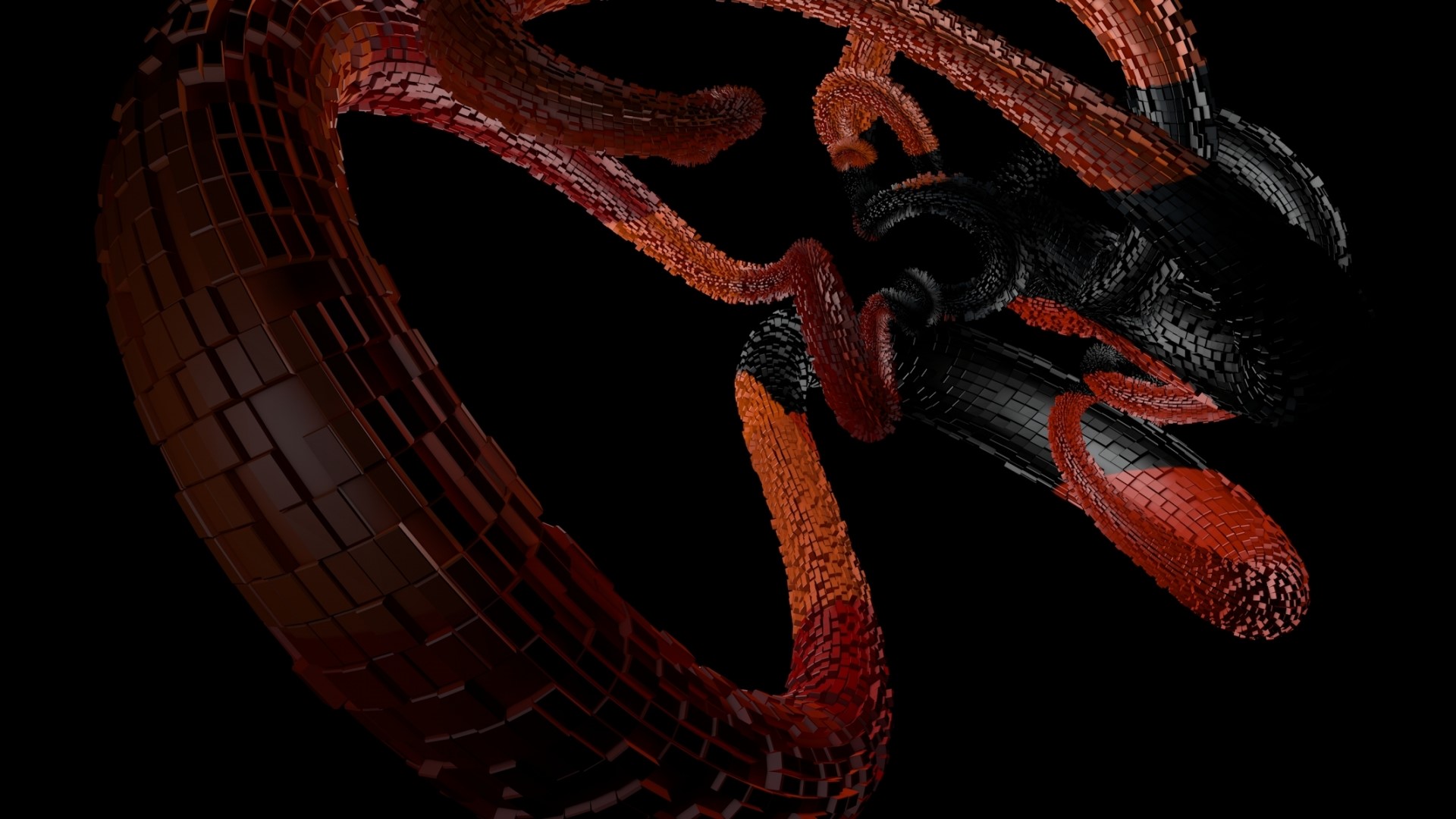 Abstract 3D graphics with red and black elements HD Wallpaper