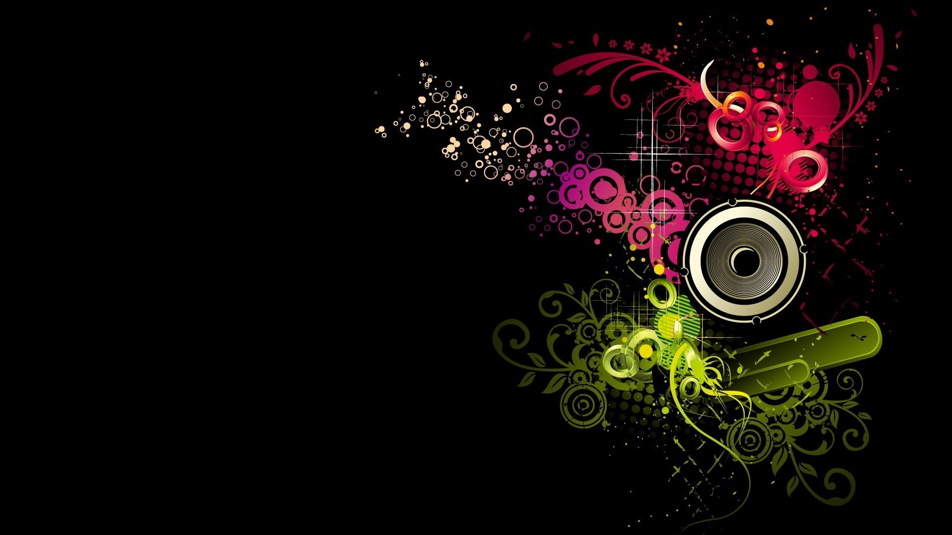 Abstract Music Speaker with Colorful Swirls HD Wallpaper