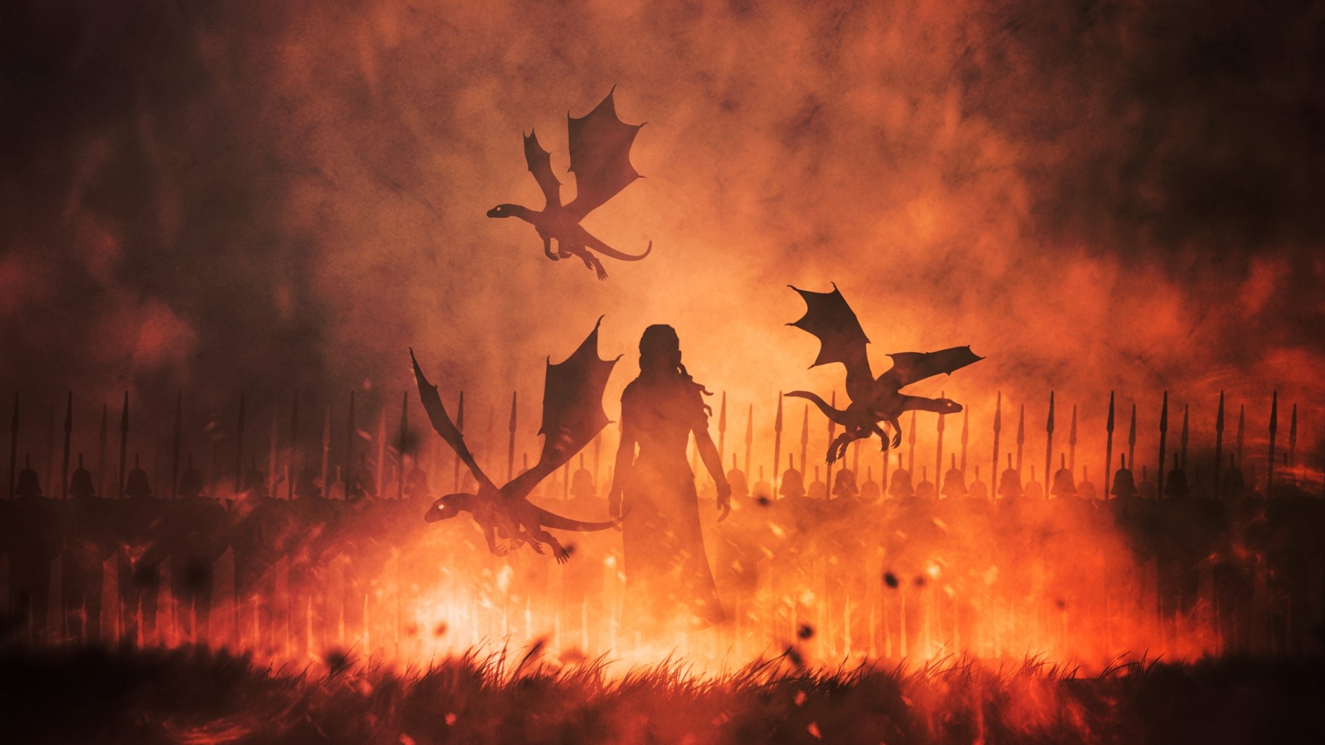 Daenerys Targaryen with dragons in Game of Thrones HD Wallpaper