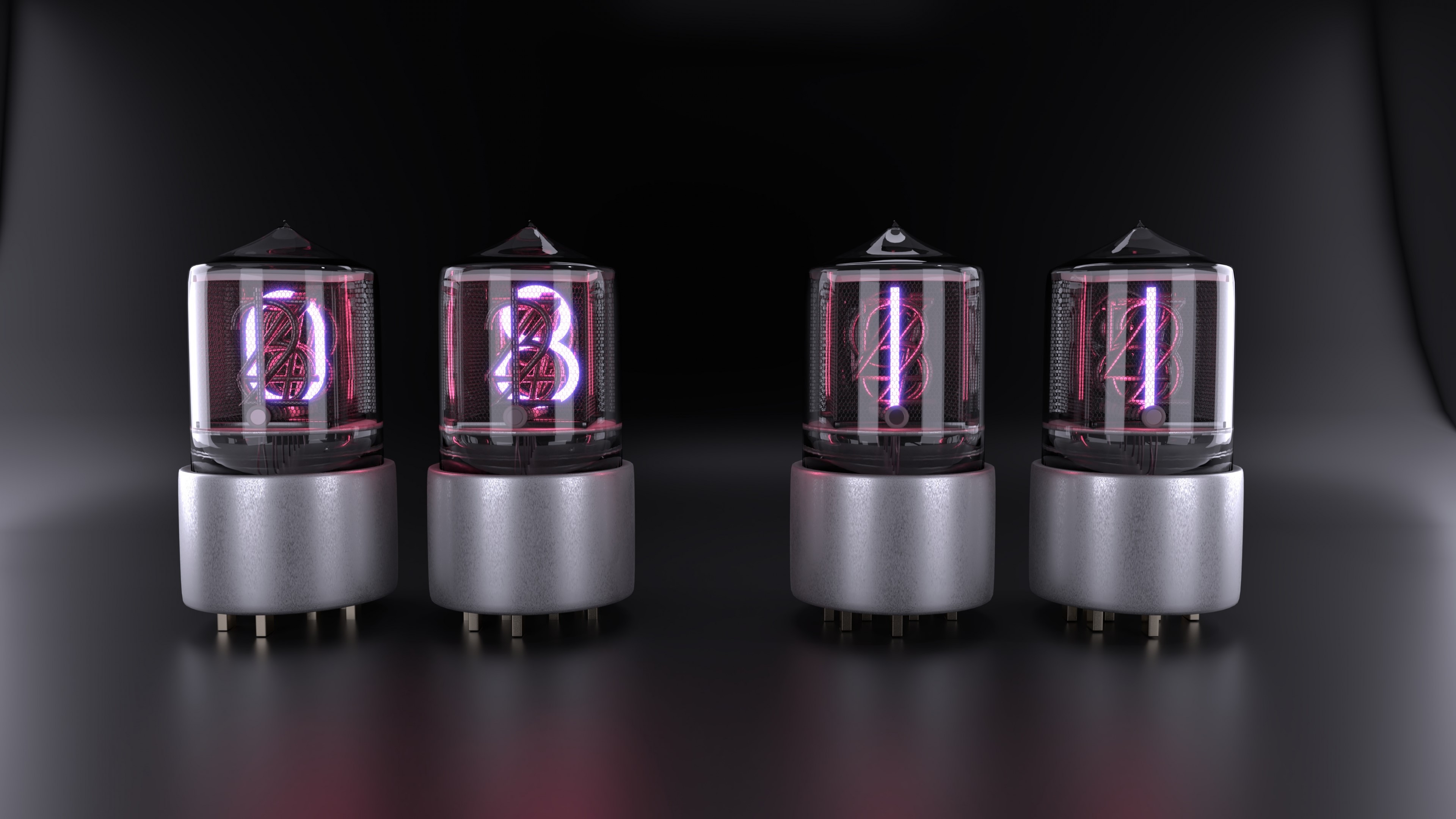Four Nixie Tubes Displaying Numbers HD Wallpaper