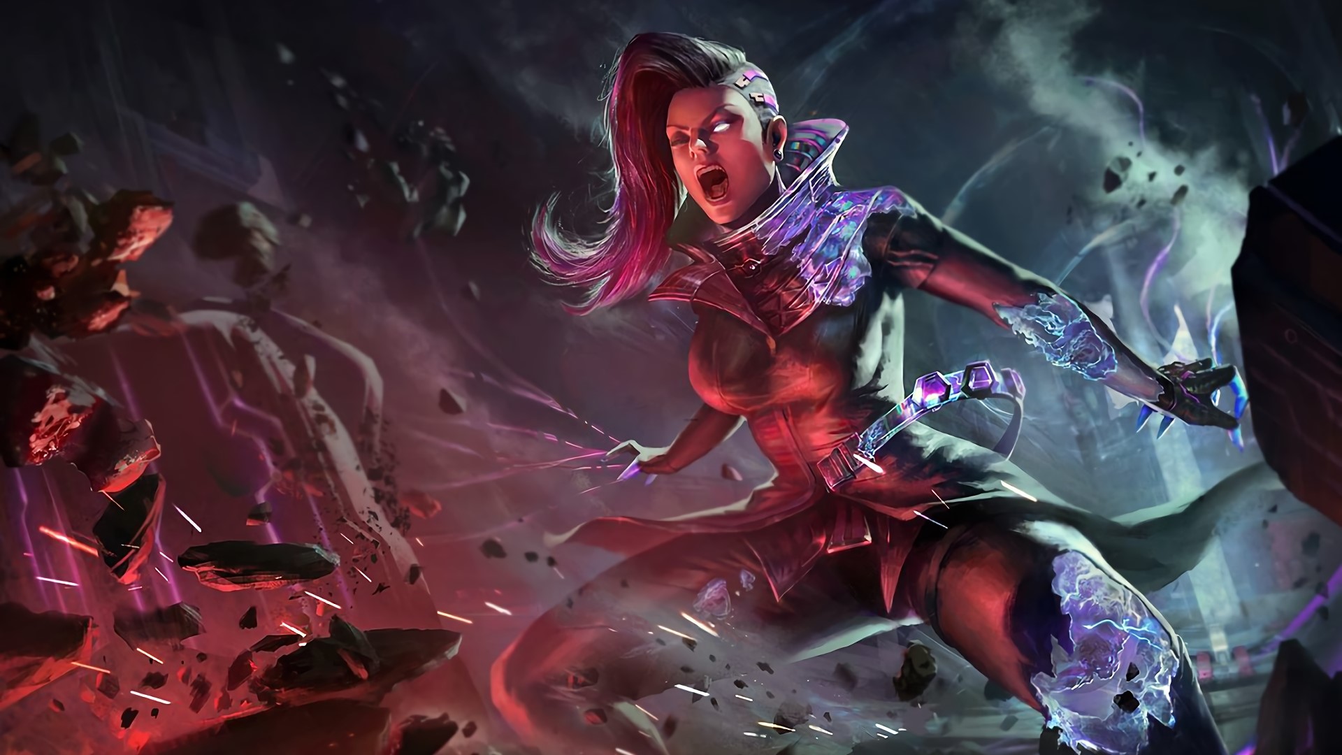 Sombra from Overwatch in a battle pose HD Wallpaper