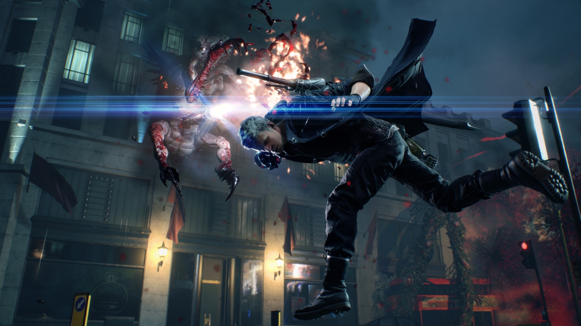 Nero fighting a demon in Devil May Cry 5 HD Wallpaper