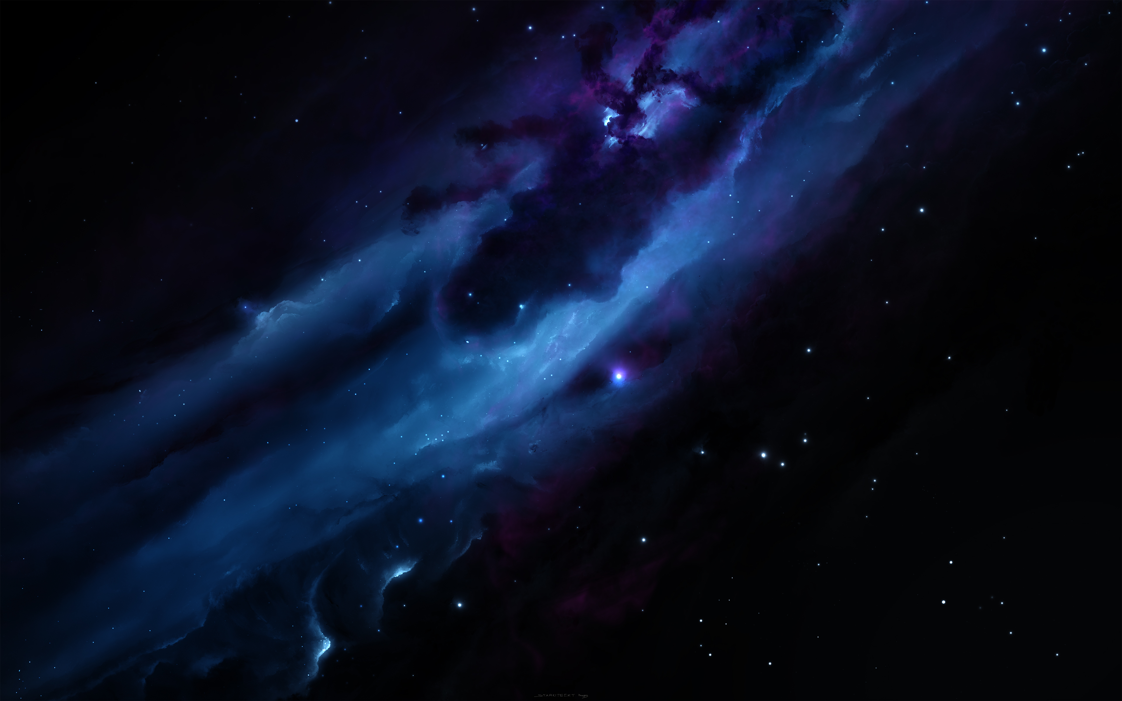 Blue and purple nebula with stars HD Wallpaper