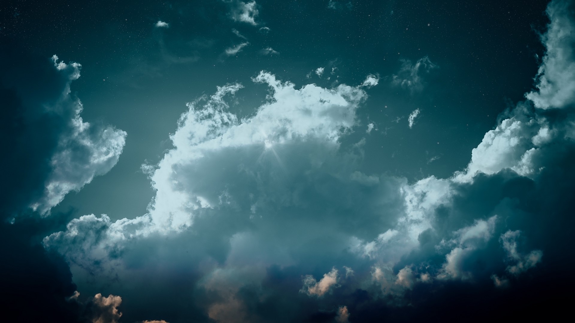 Dark clouds in the night sky HD Wallpaper