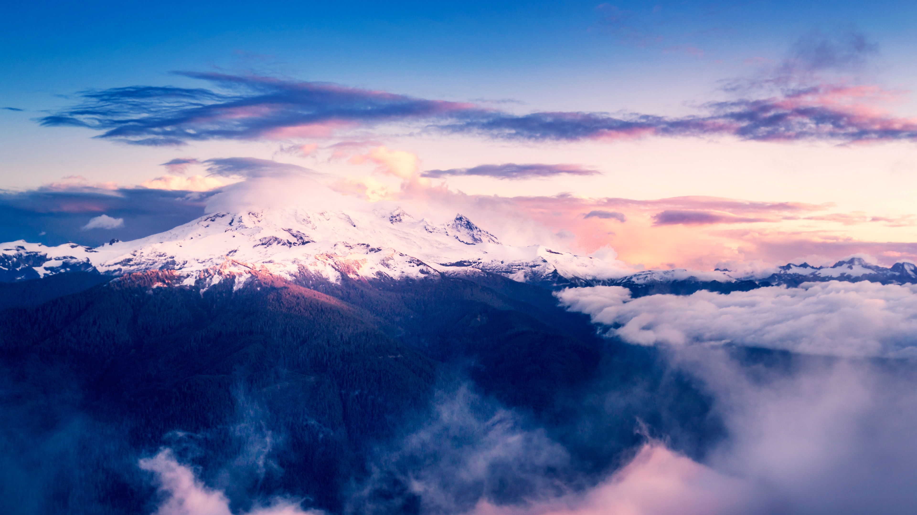Mount Baker at Sunrise with Clouds HD Wallpaper