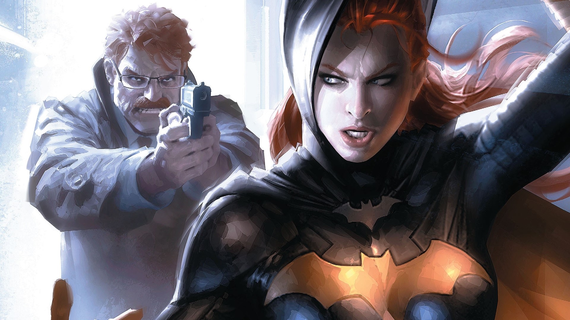 Batgirl and Commissioner Gordon with Gun HD Wallpaper