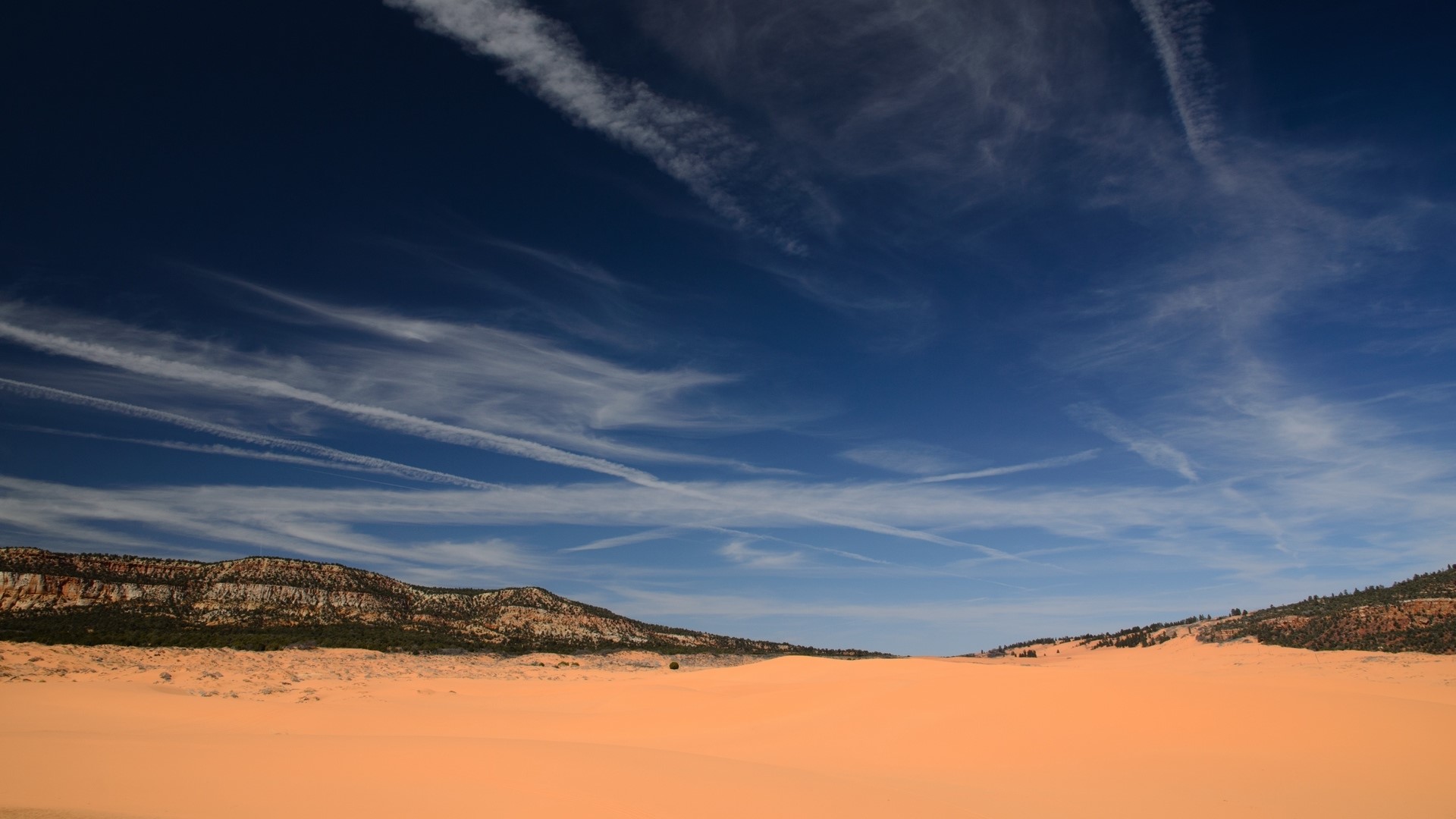Coral Dunes Landscape with Mountains and Sky HD Wallpaper