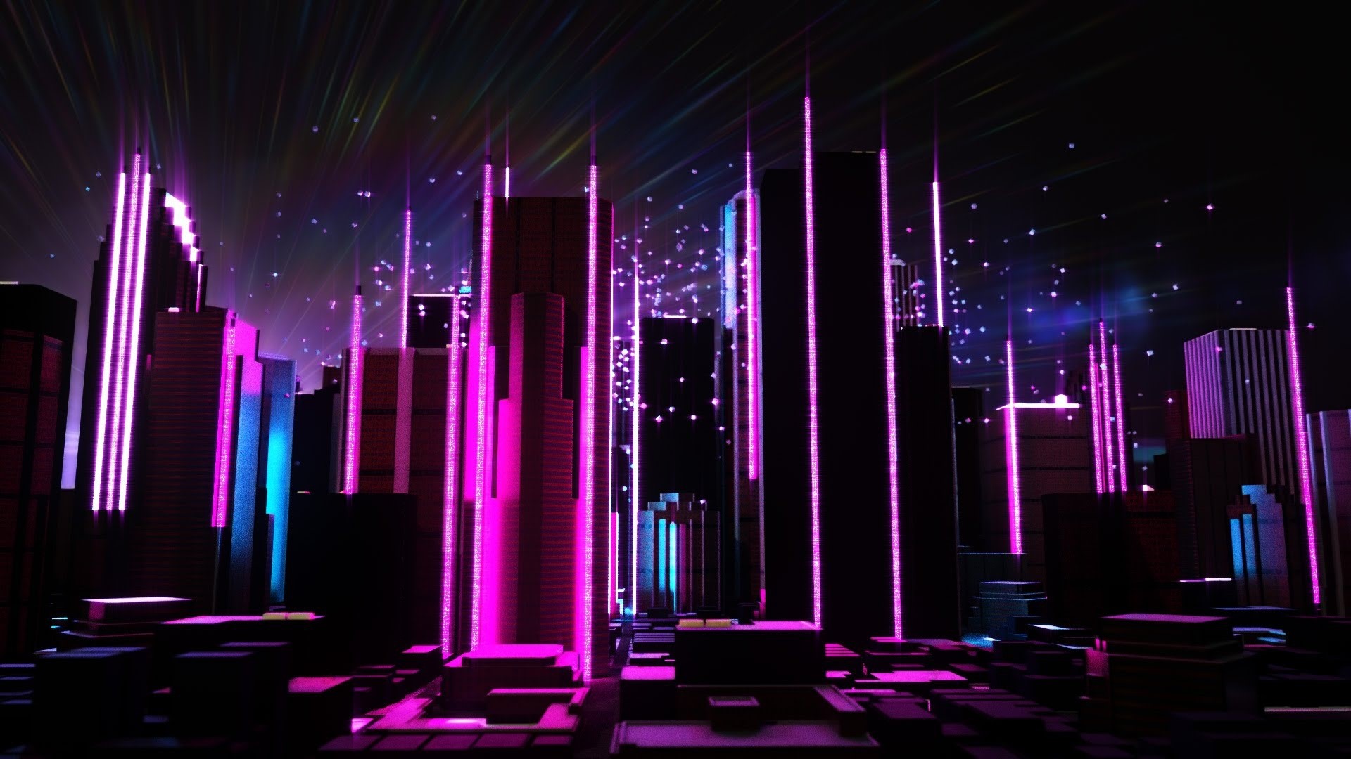 Futuristic Cityscape with Neon Lights HD Wallpaper