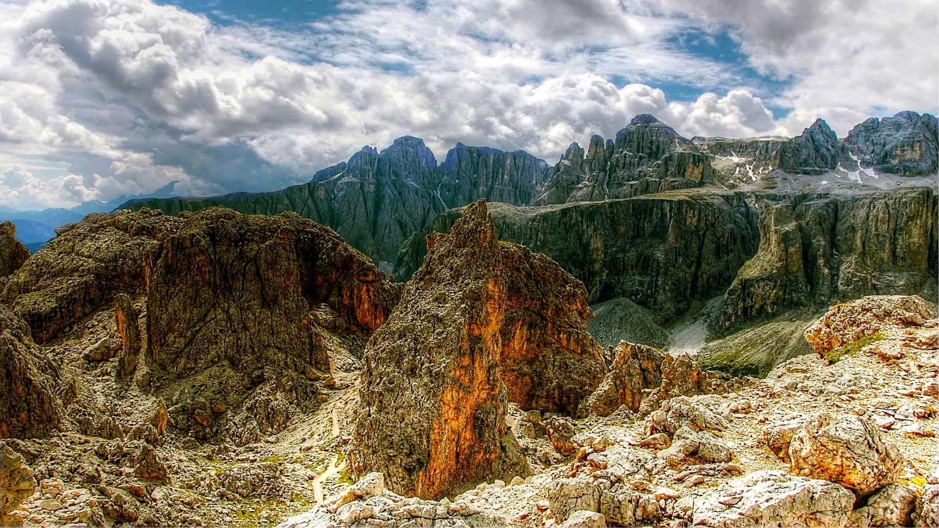 Dolomites Mountains Landscape HD Wallpaper
