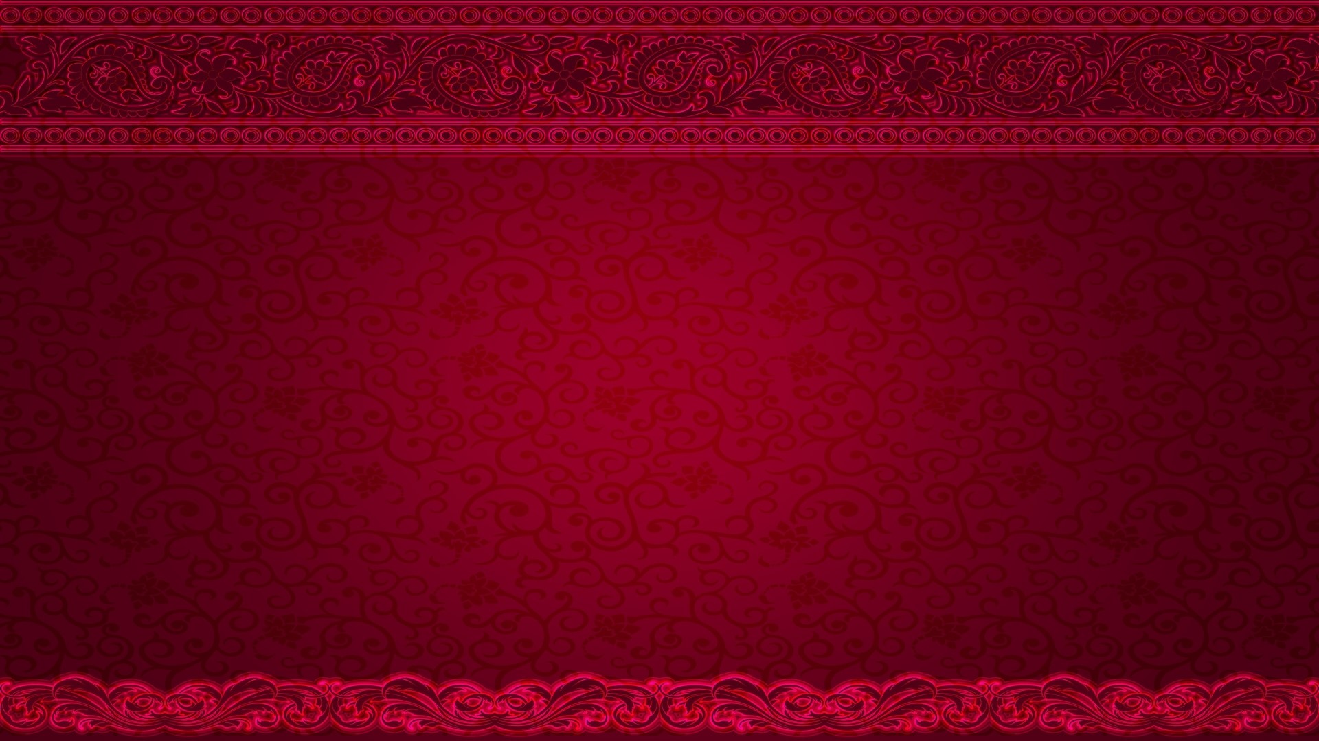 Red paisley patterned background with ornate borders HD Wallpaper