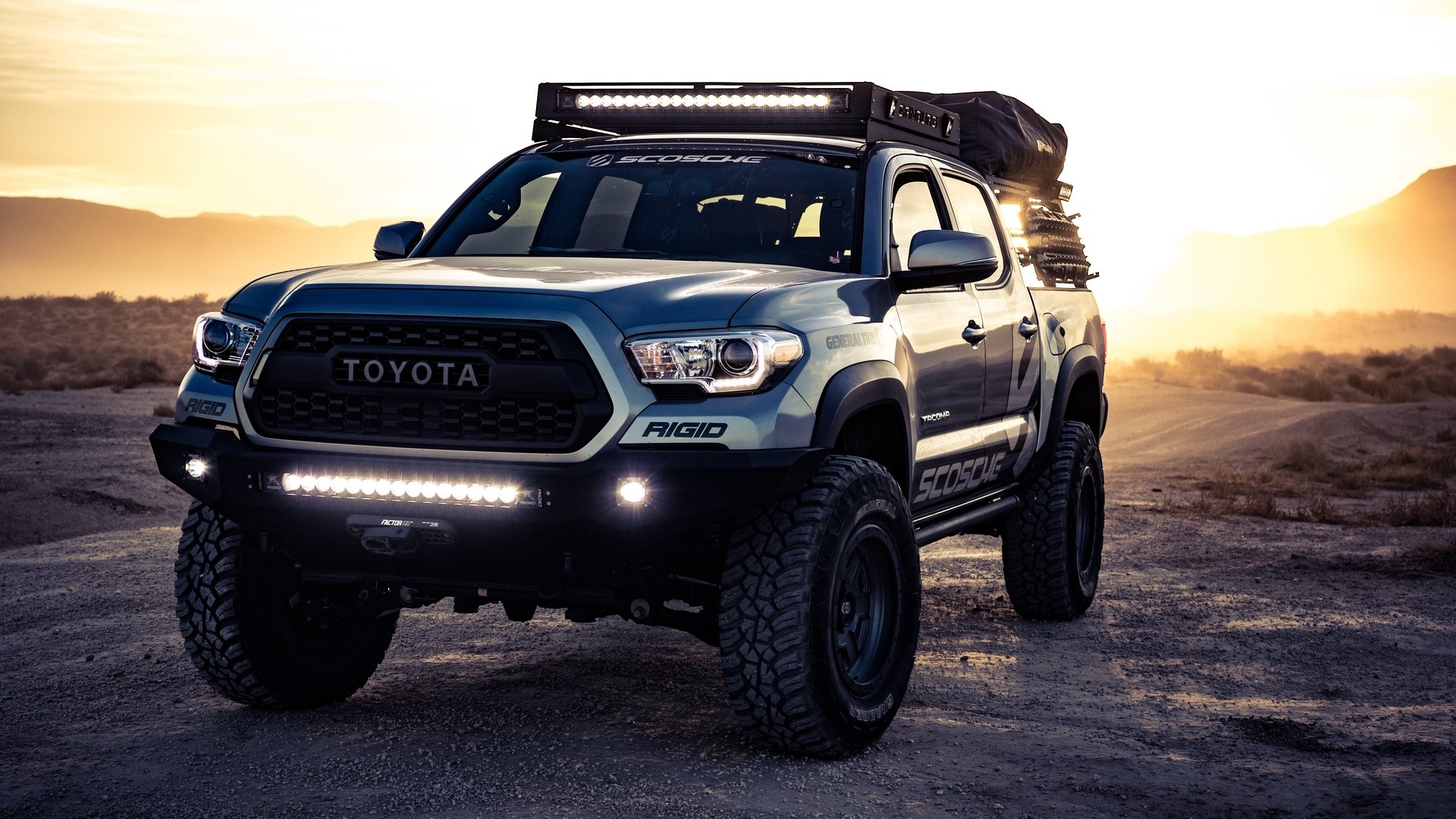 Toyota Tacoma with Rigid and Scosche accessories HD Wallpaper