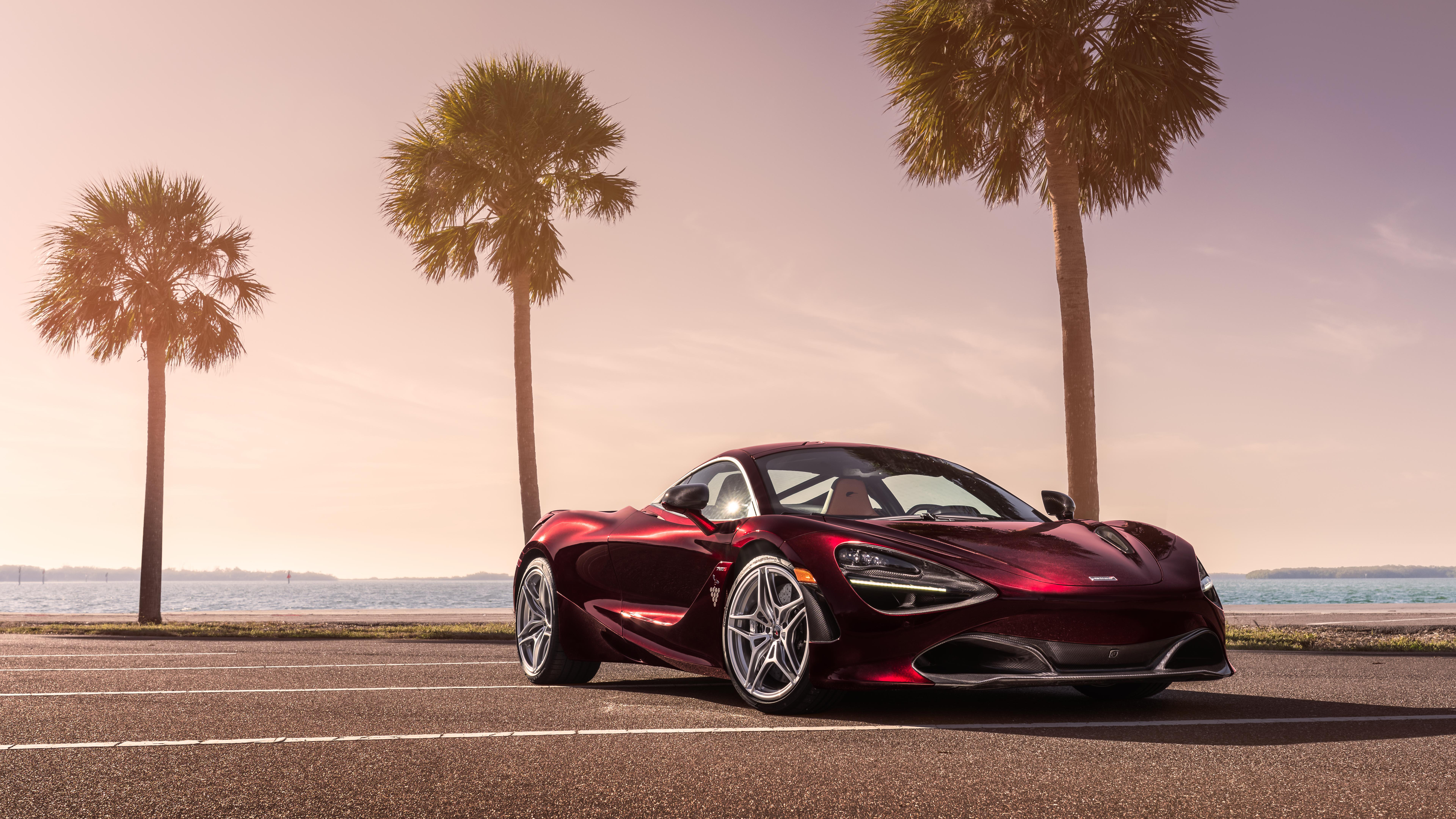 McLaren 720S MSO by the ocean with palm trees HD Wallpaper