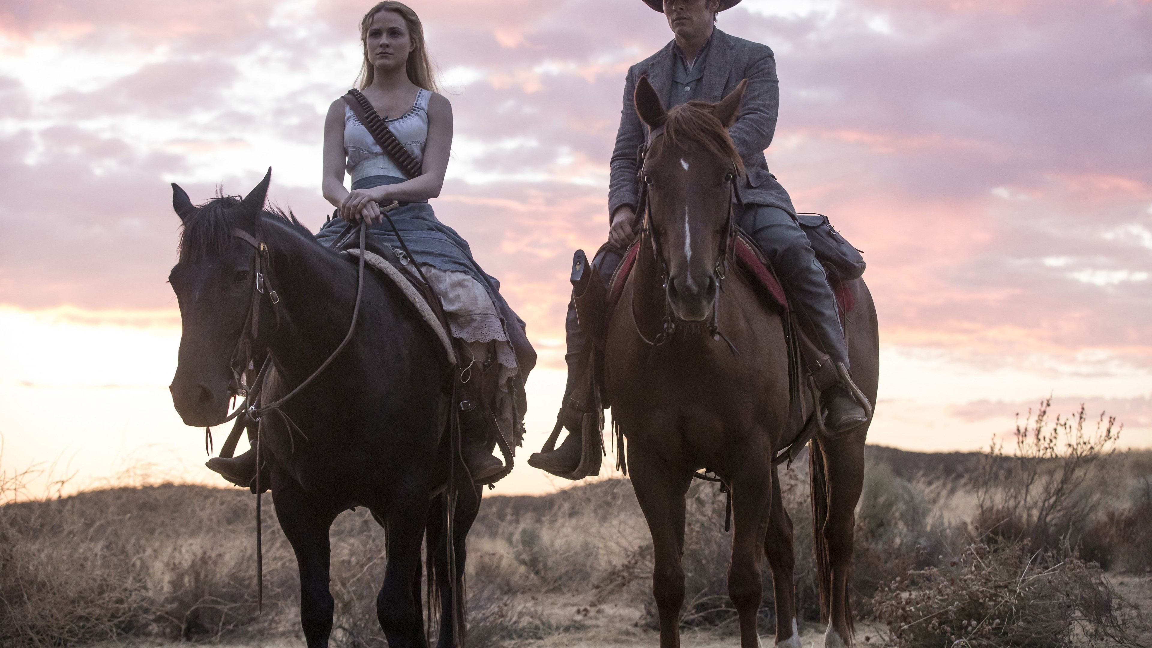 Dolores and William on horseback in Westworld HD Wallpaper