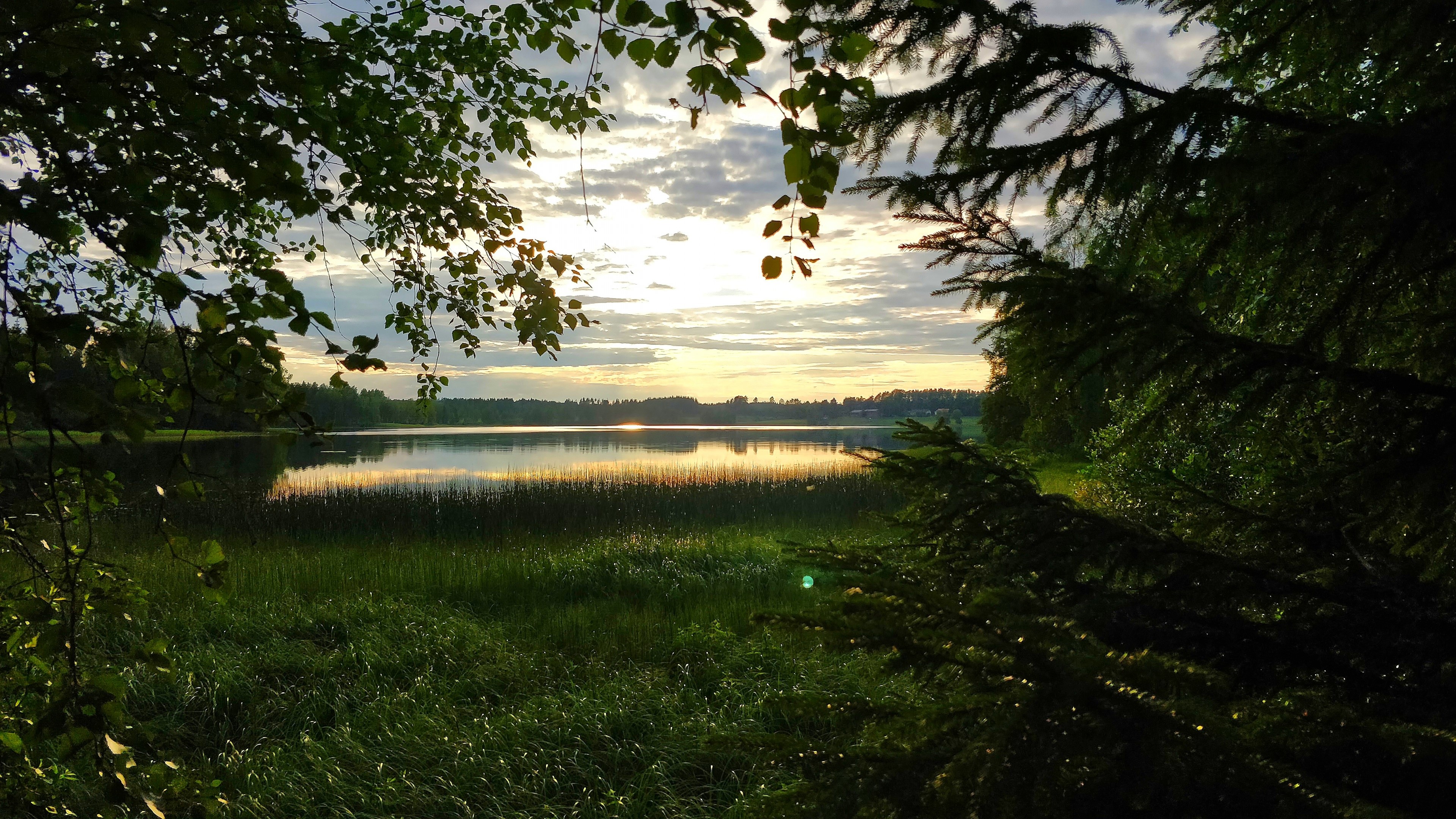 4K Evening Lake Sunset HD Wallpaper