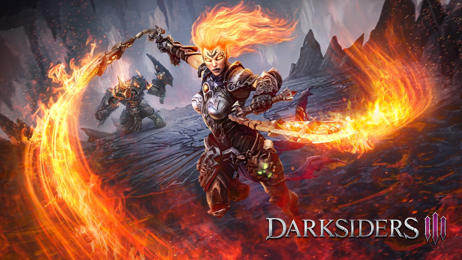 Fury from Darksiders III fighting with fire whips HD Wallpaper