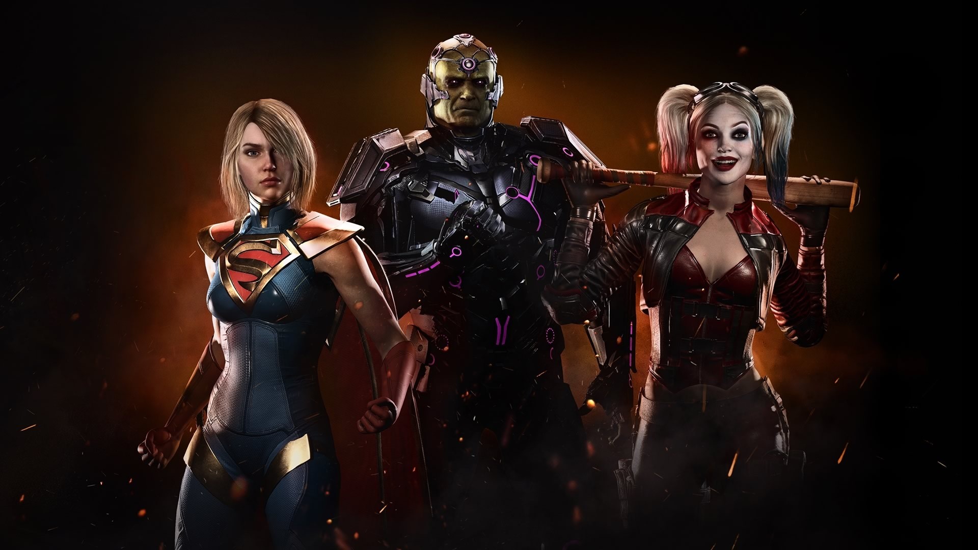 Supergirl, Brainiac, and Harley Quinn from Injustice 2 HD Wallpaper